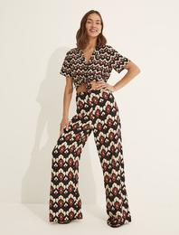 Melis Ağazat X Koton - Desenli Bol Paça Pantolon