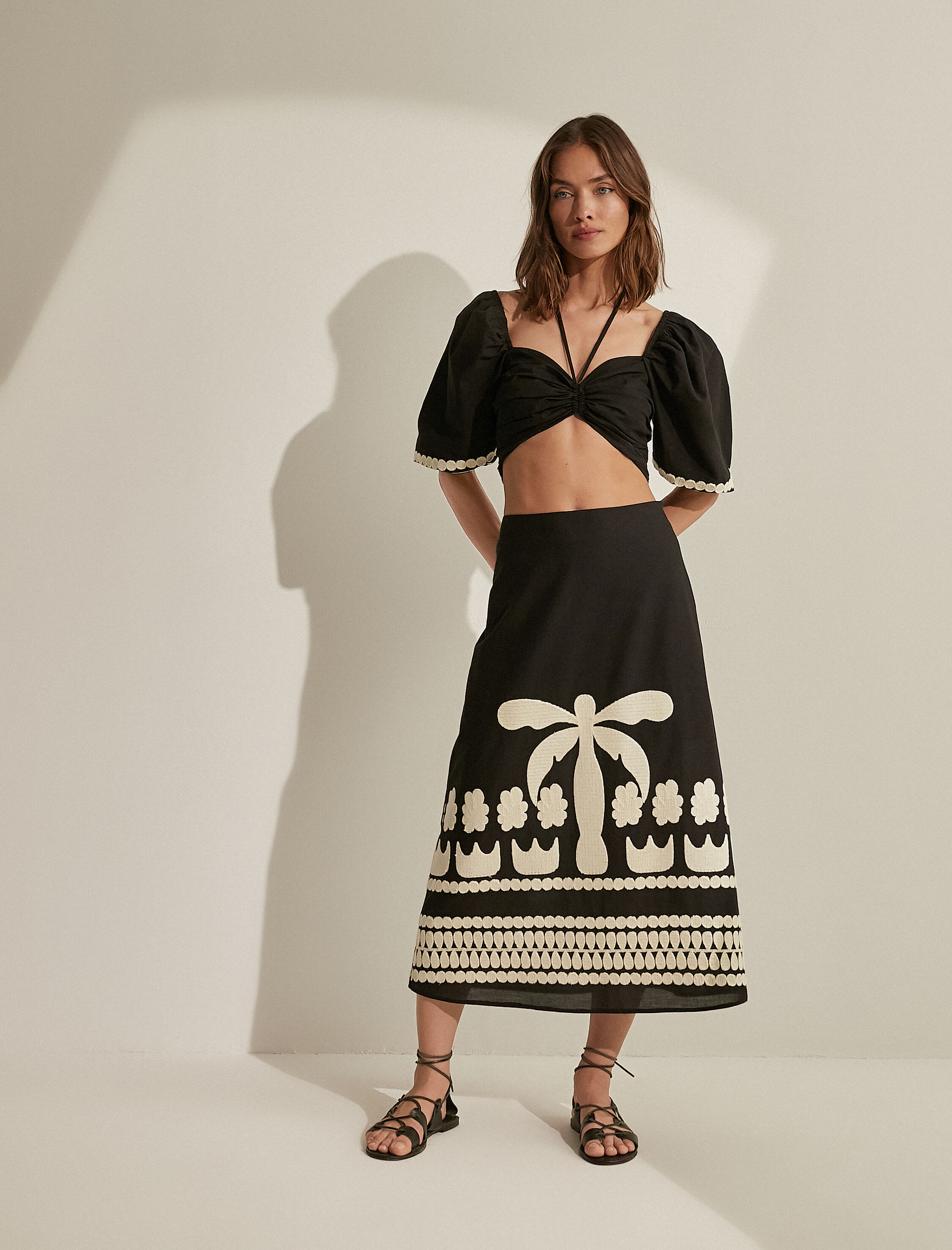   Melis Ağazat X Koton - Desenli Midi Etek