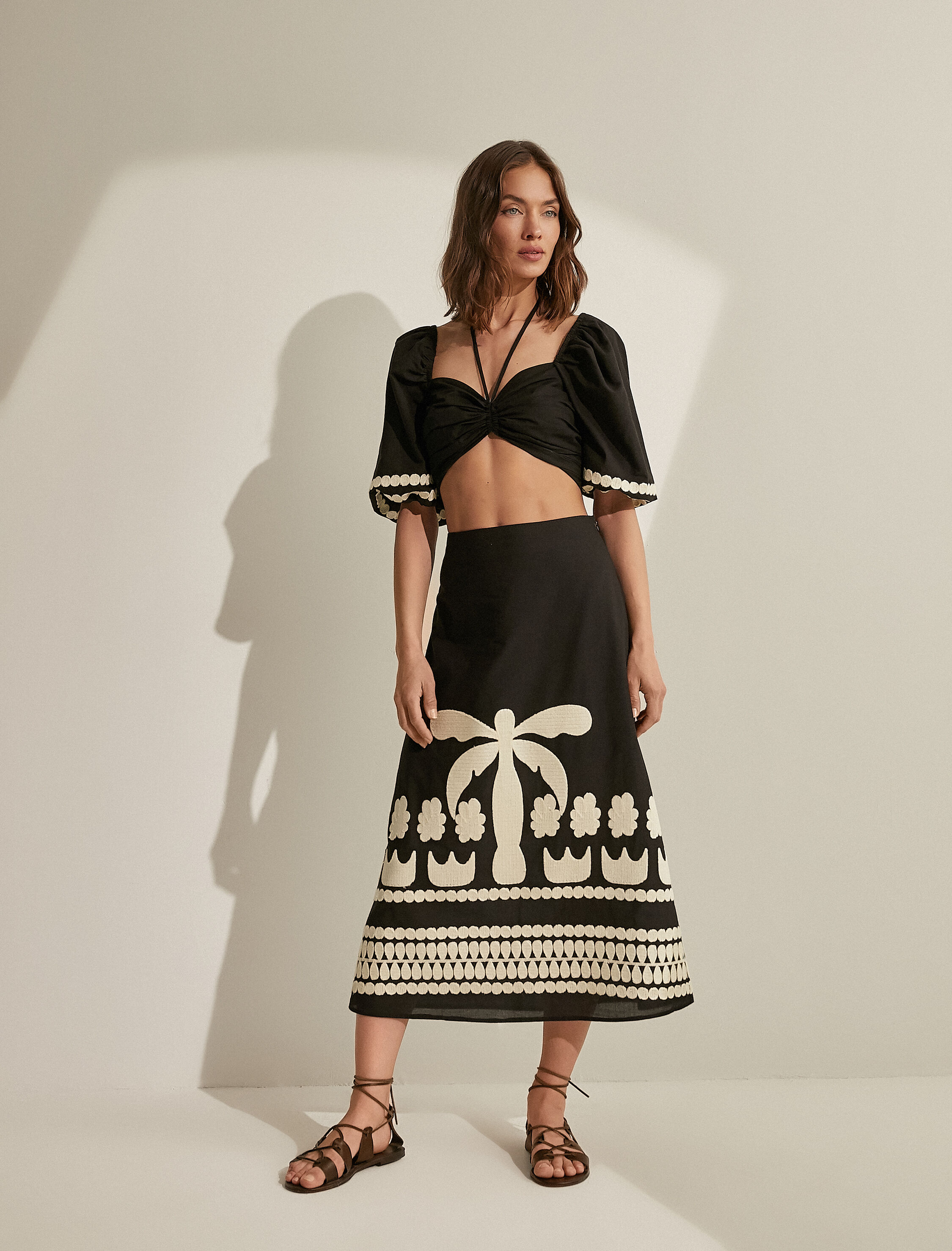   Melis Ağazat X Koton - Desenli Midi Etek