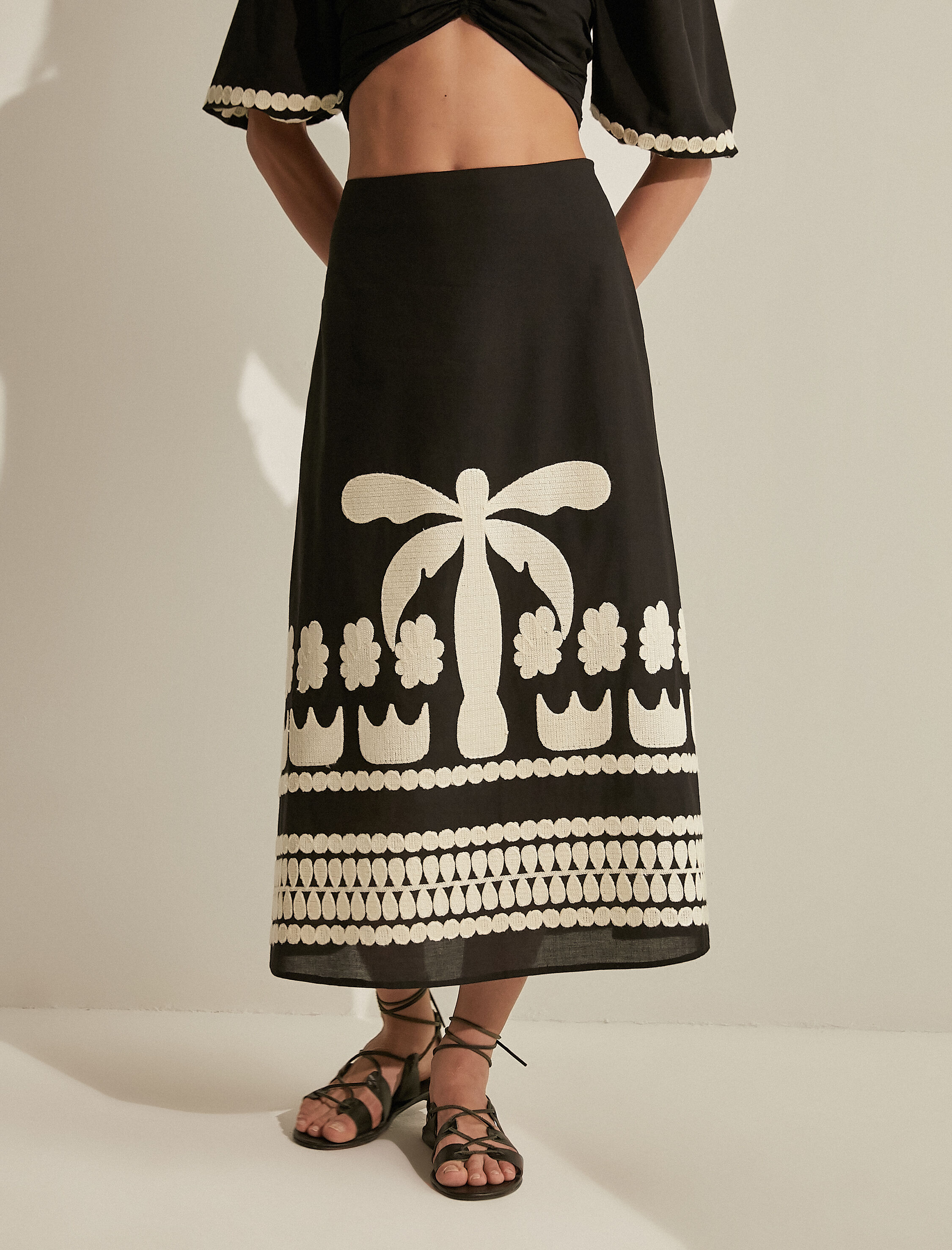   Melis Ağazat X Koton - Desenli Midi Etek