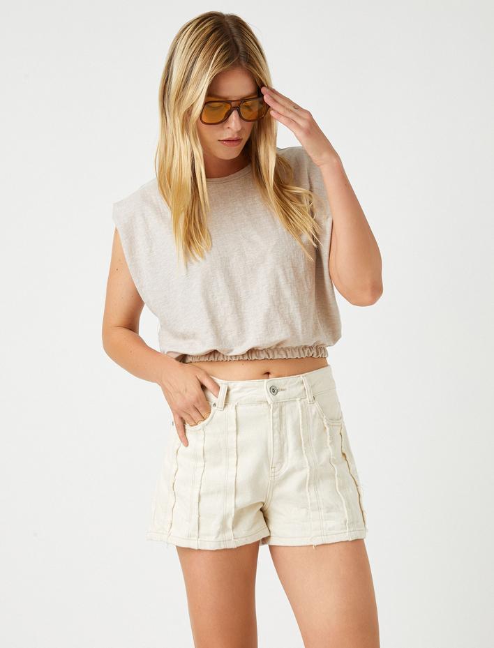  Crop Atlet Beli Lastikli