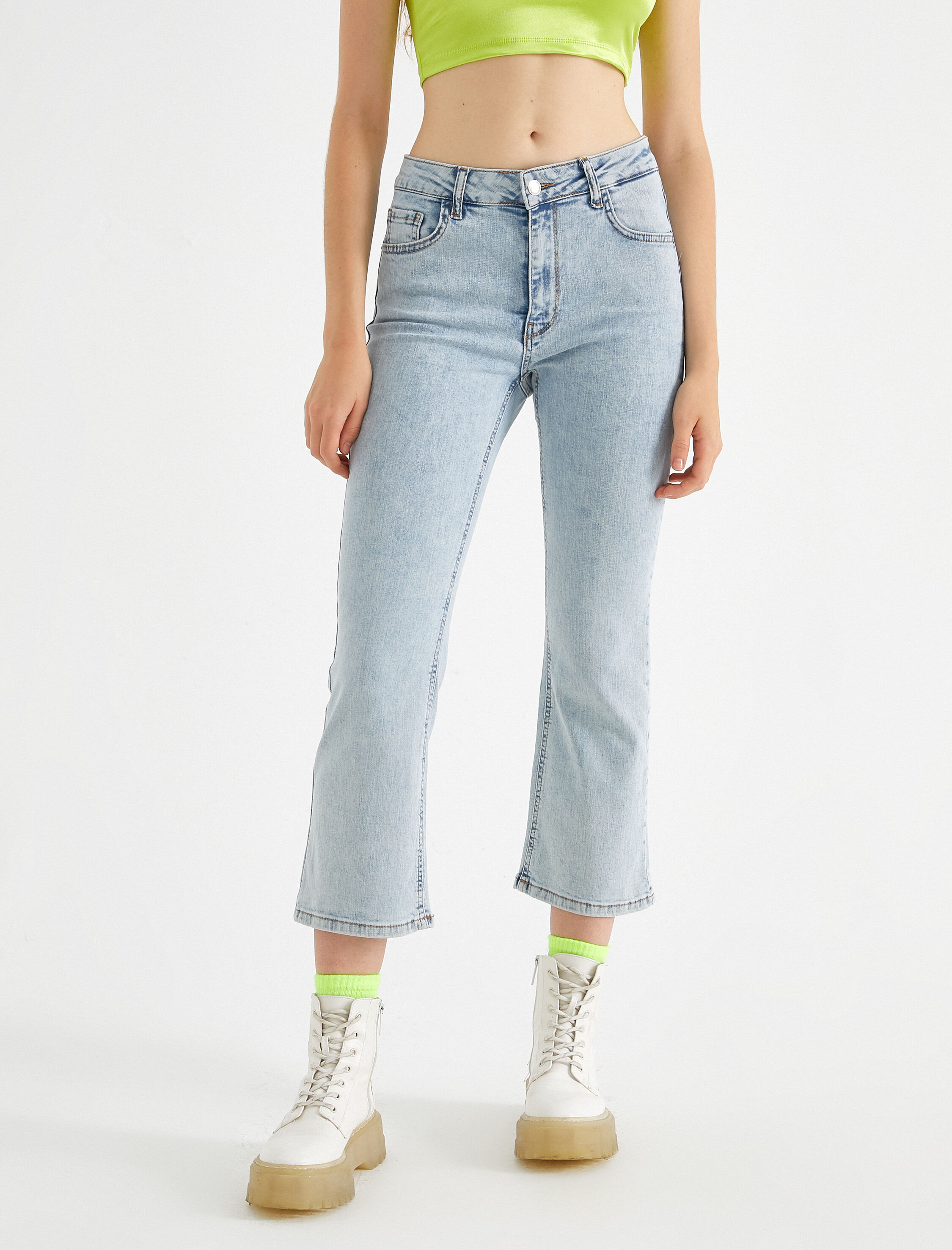   İspanyol Paça Crop Kot Pantolon