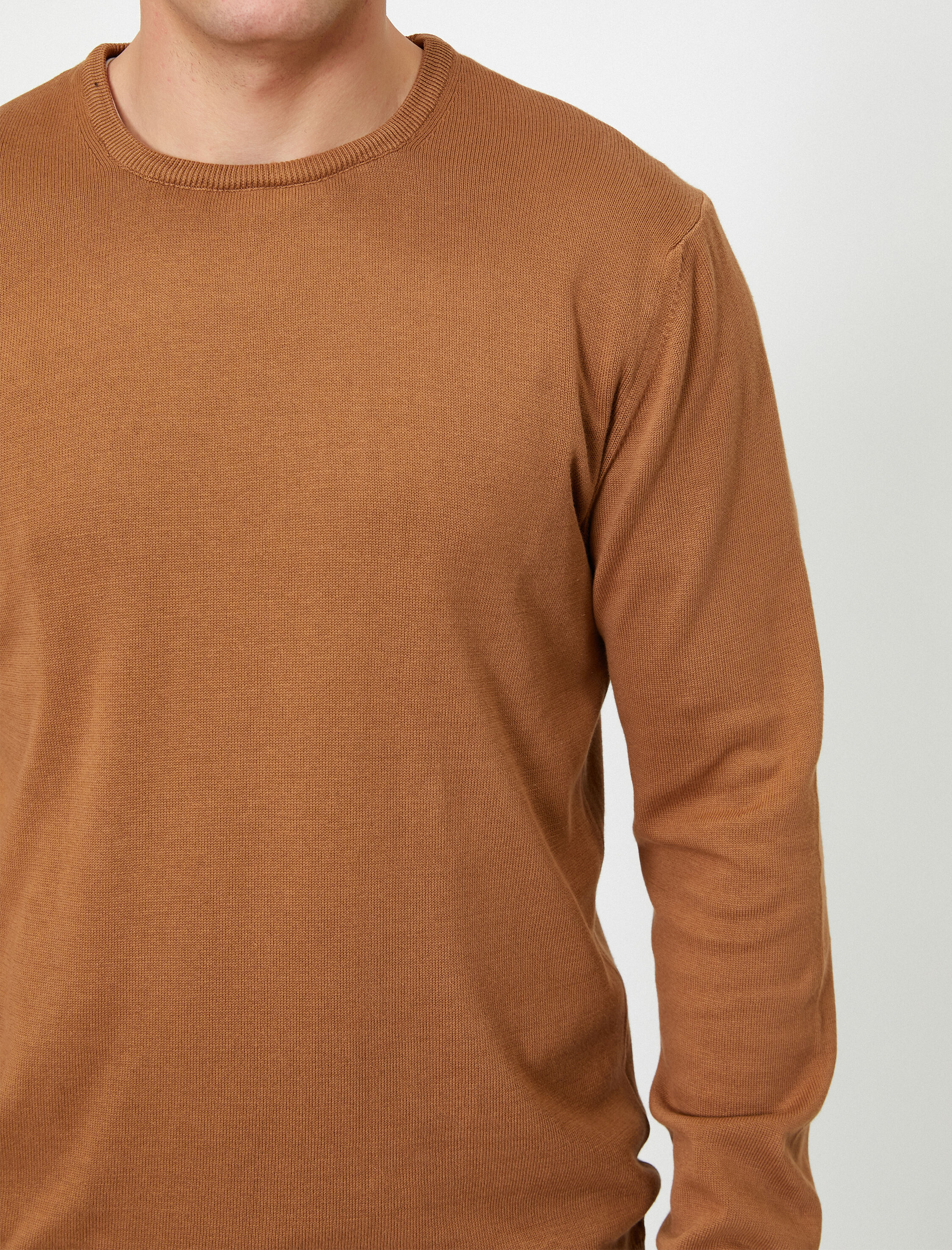   Basic Triko Kazak Bisiklet Yaka Uzun Kollu