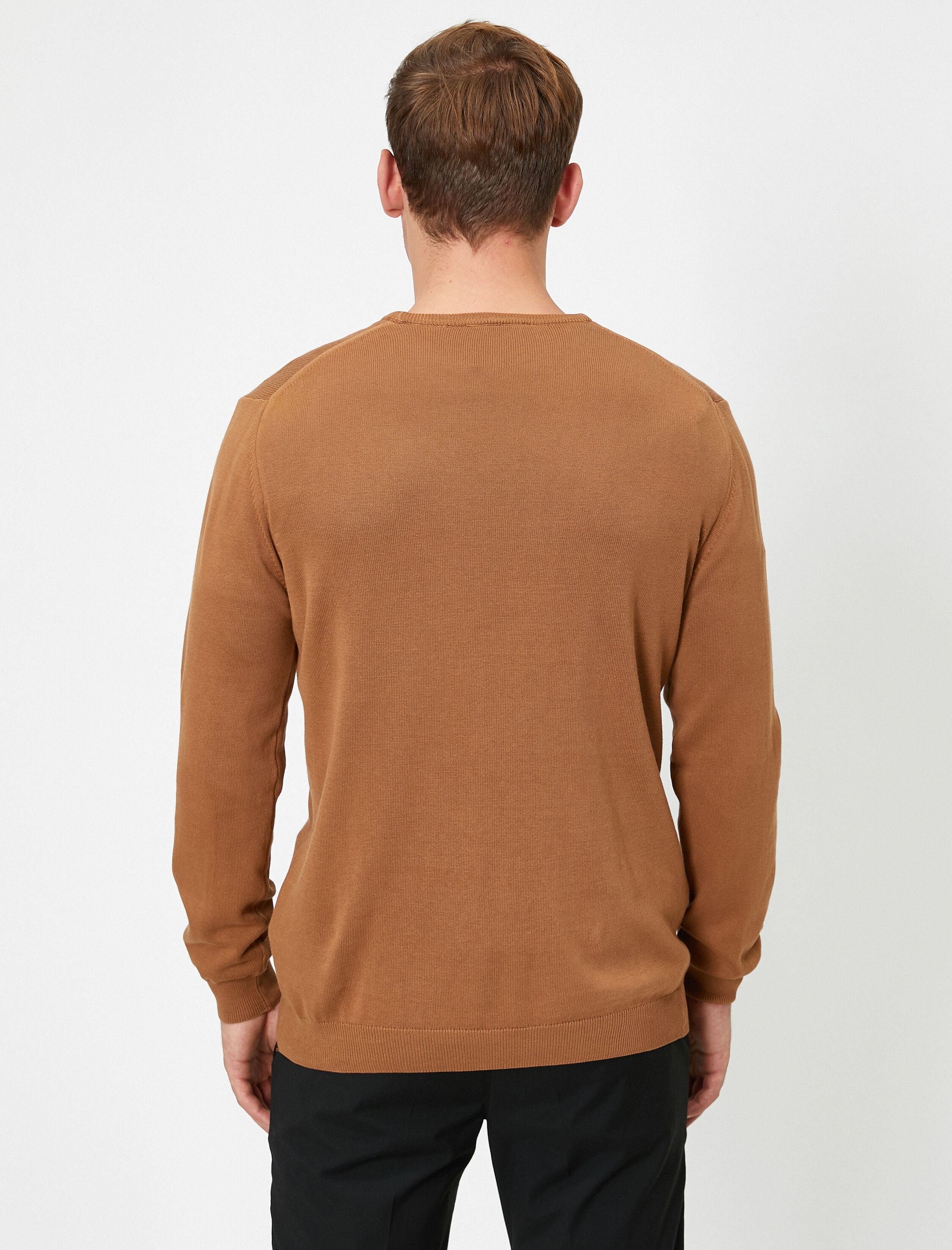   Basic Triko Kazak Bisiklet Yaka Uzun Kollu