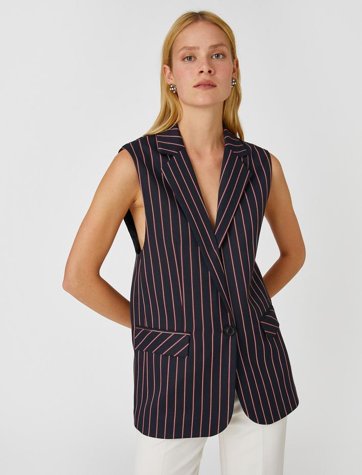  Düğmeli Blazer Yelek