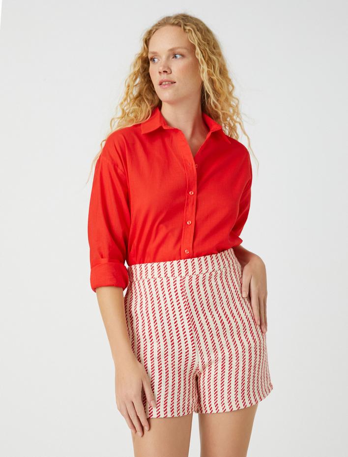  Uzun Kollu Gömlek Keten Karışımlı