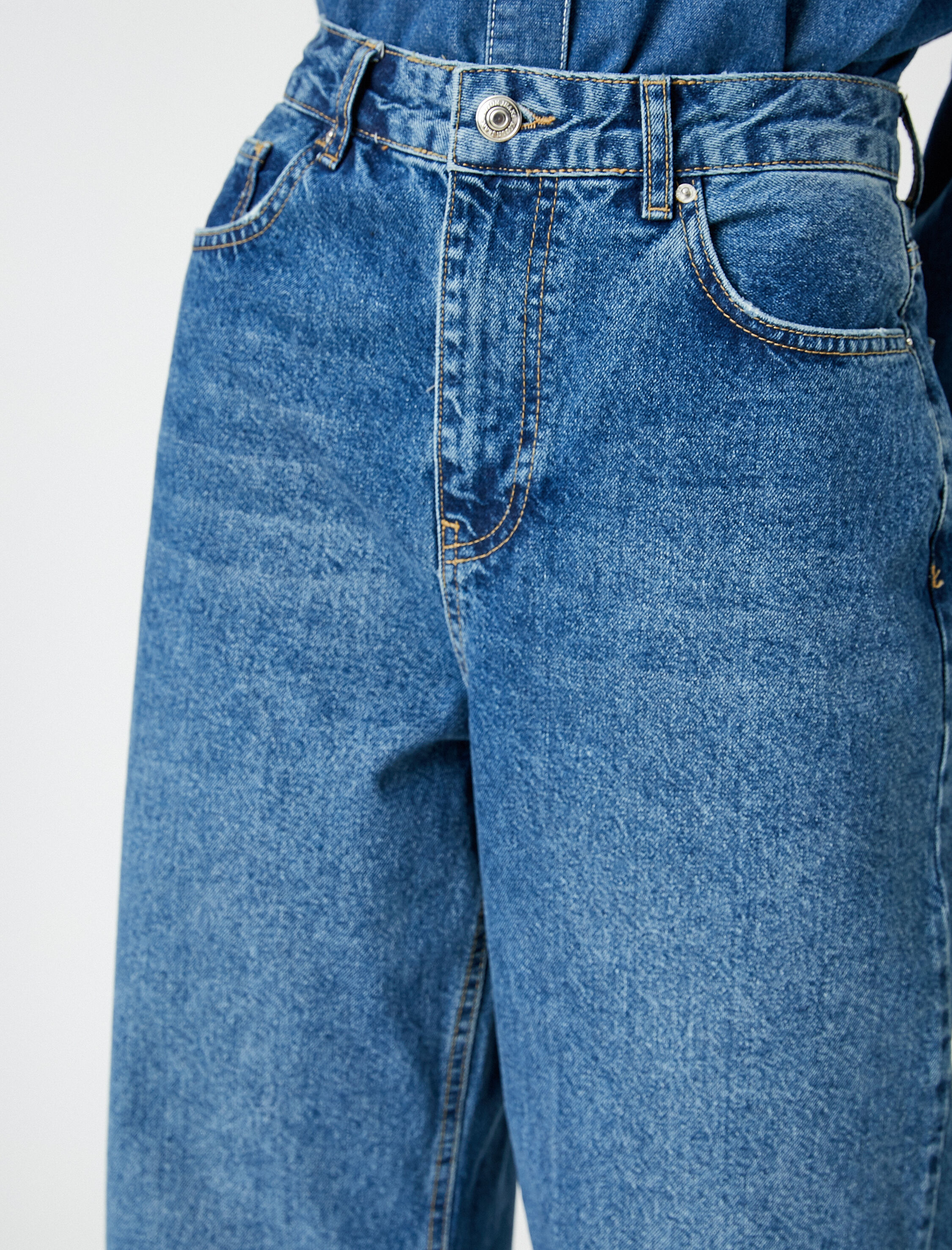   Bol Paça Yüksek Bel Kot Pantolon - Bianca Jean