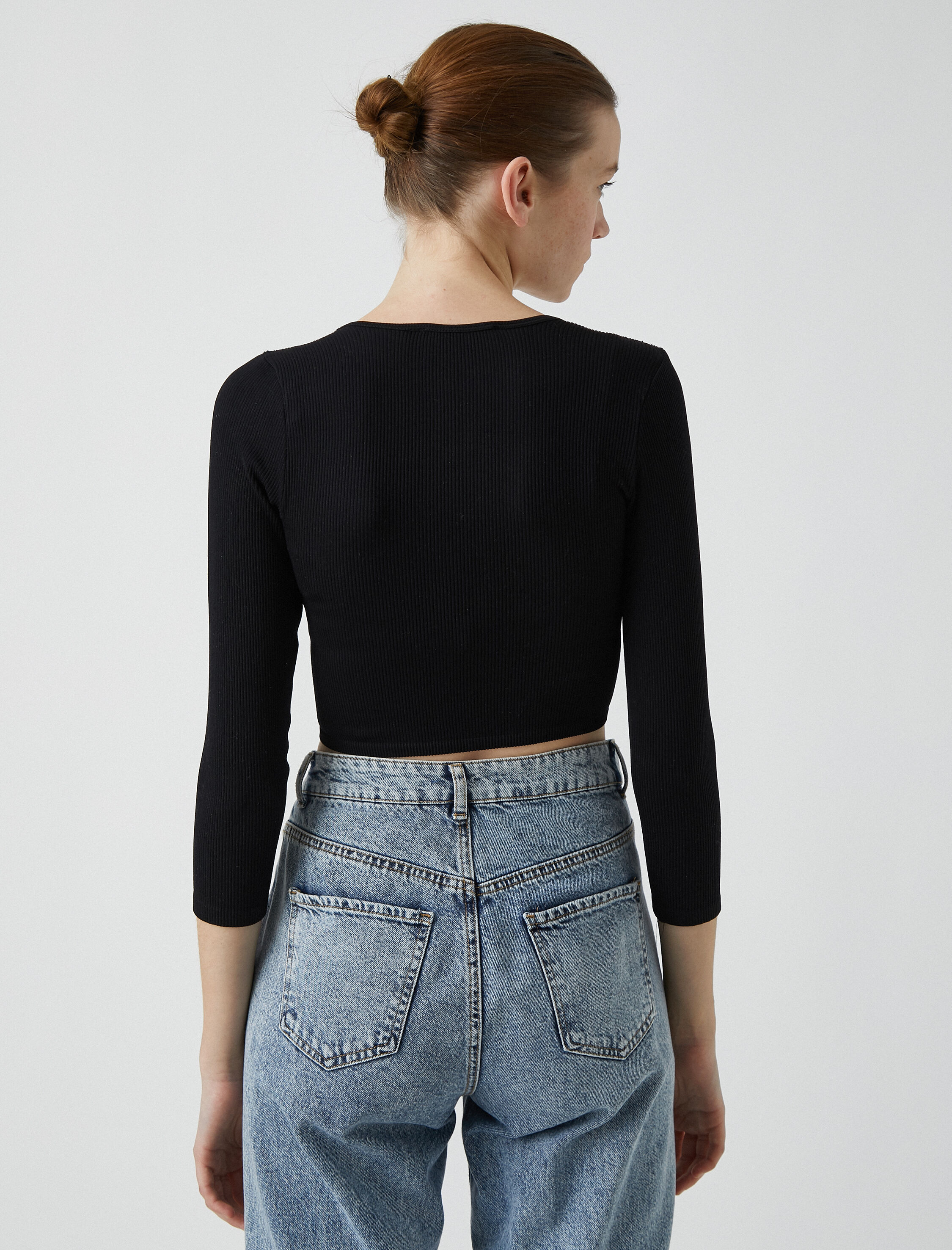   Uzun Kollu Crop Tişört