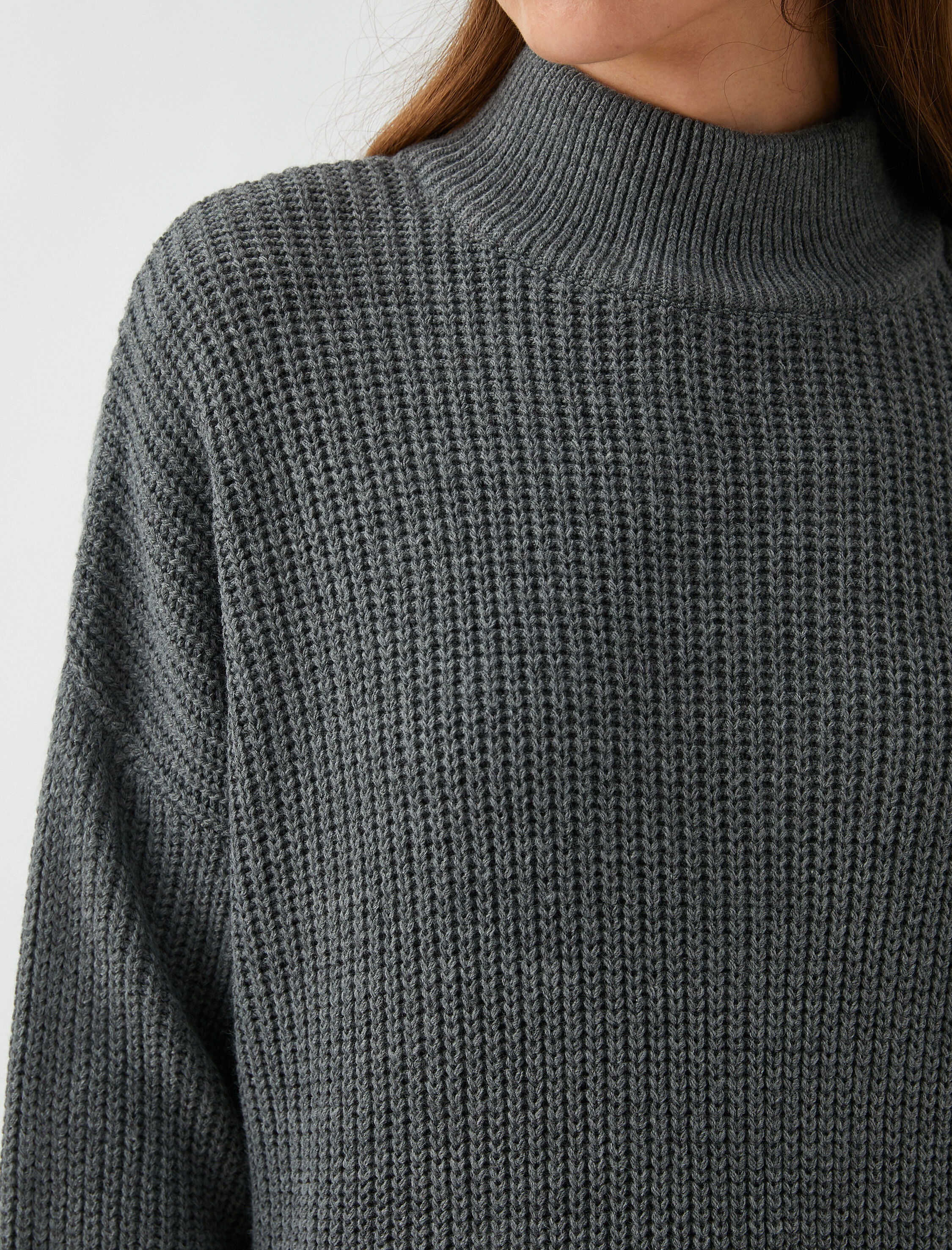   Balıkçı Yaka Oversize Kazak Triko Kaşmir Dokulu