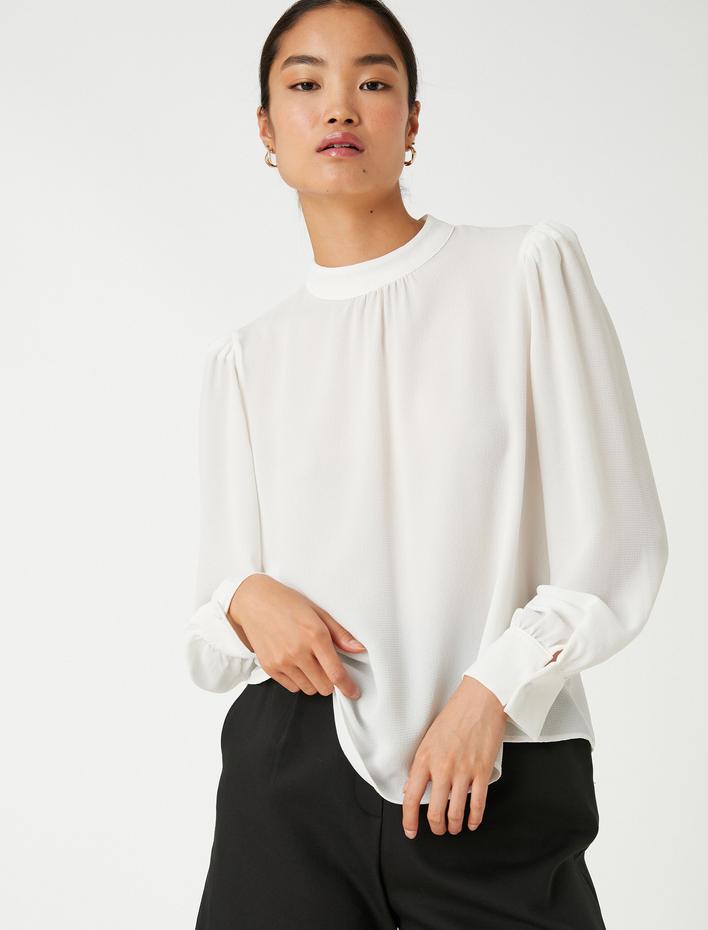  Uzun Balon Kollu Bluz