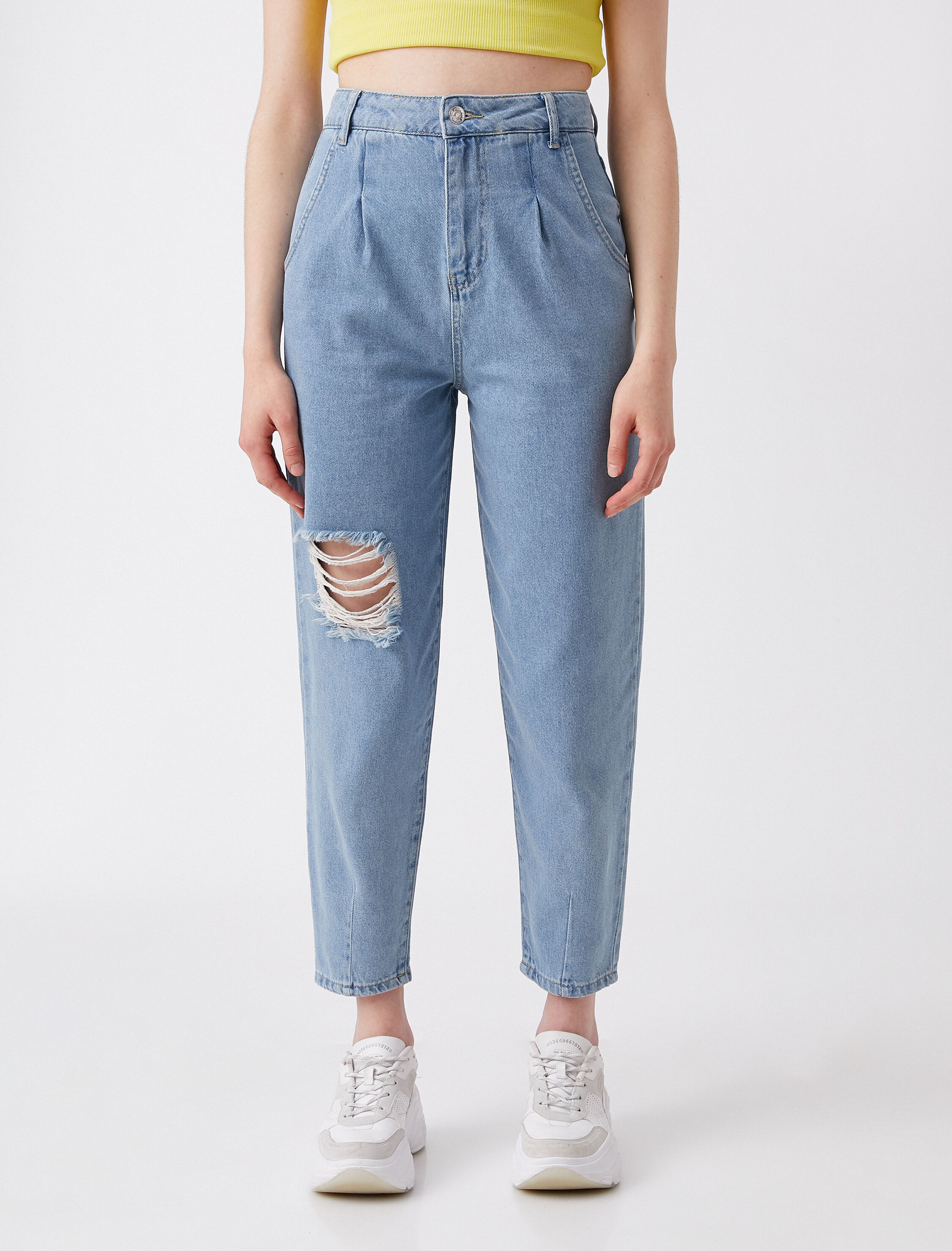   Slouchy Jean - Yüksek Bel Baldırı Bol Paçada Darlaşan Salaş Kesim Pantolon