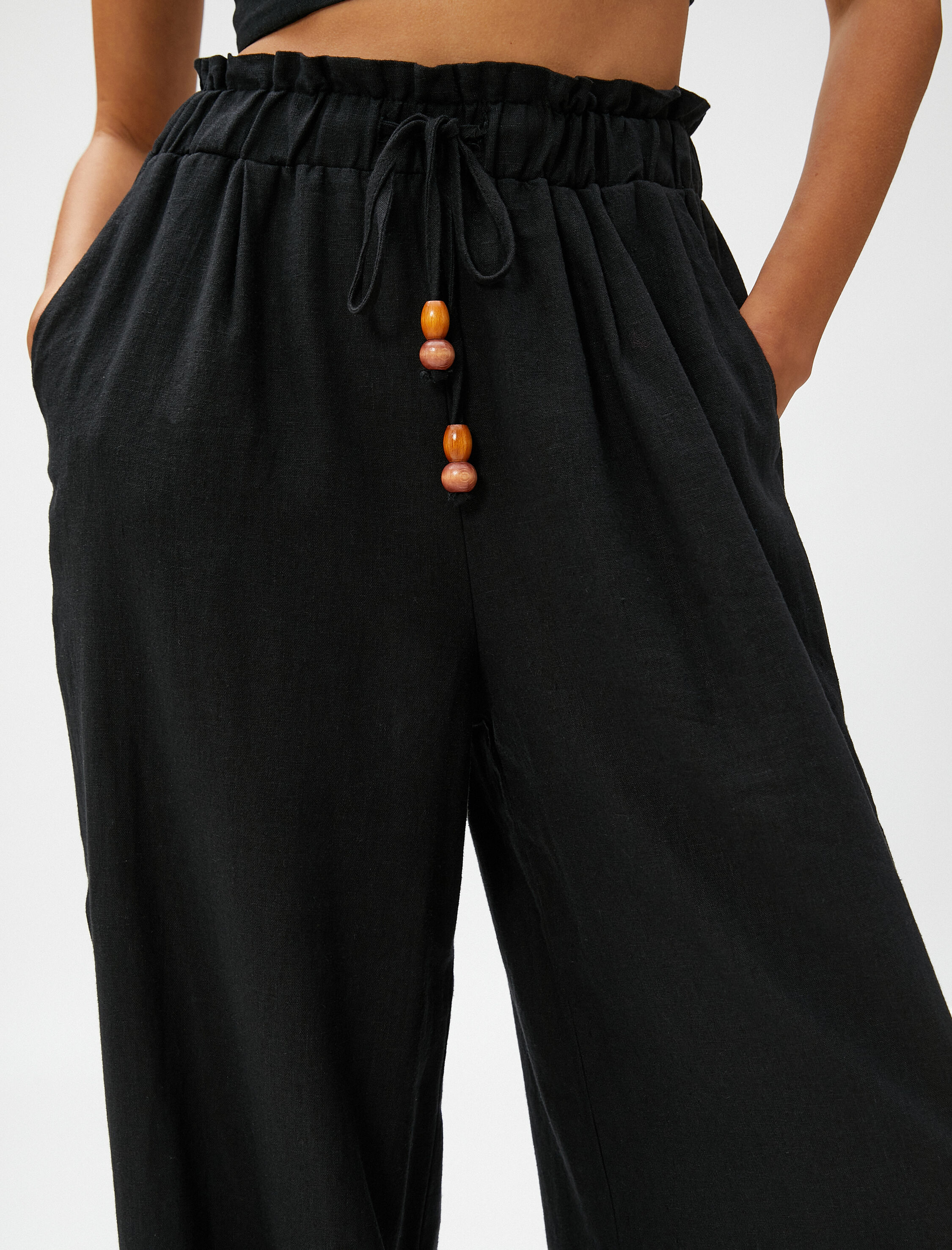   Geniş Paça Pantolon Keten Karışımlı