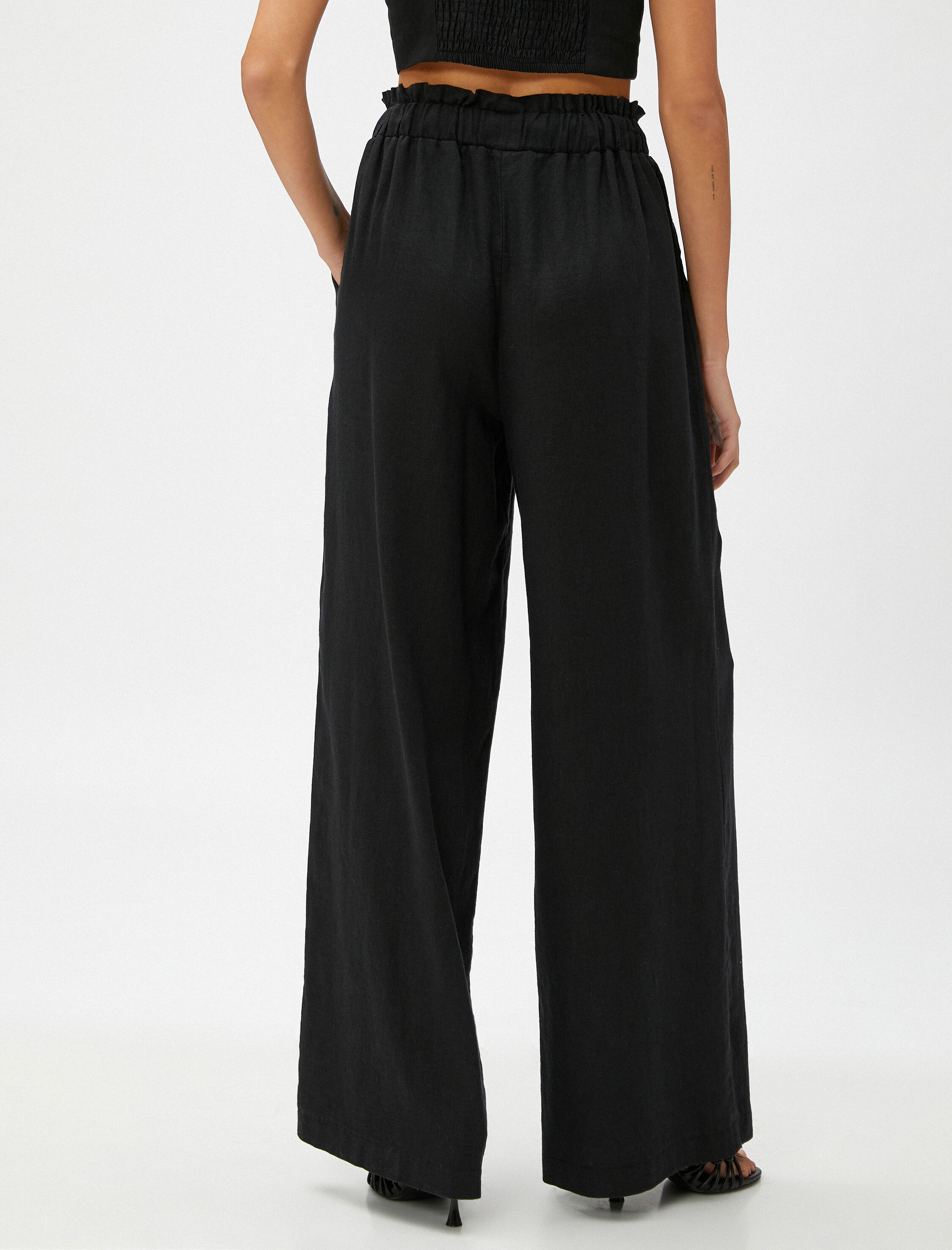   Geniş Paça Pantolon Keten Karışımlı