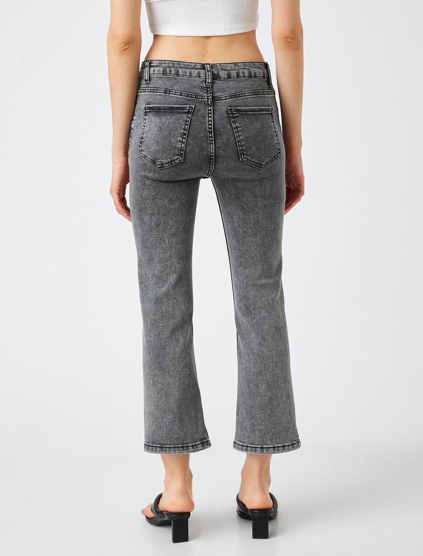  Crop Paçalı Normal Bel Kot Pantolon - Victoria Crop Jean