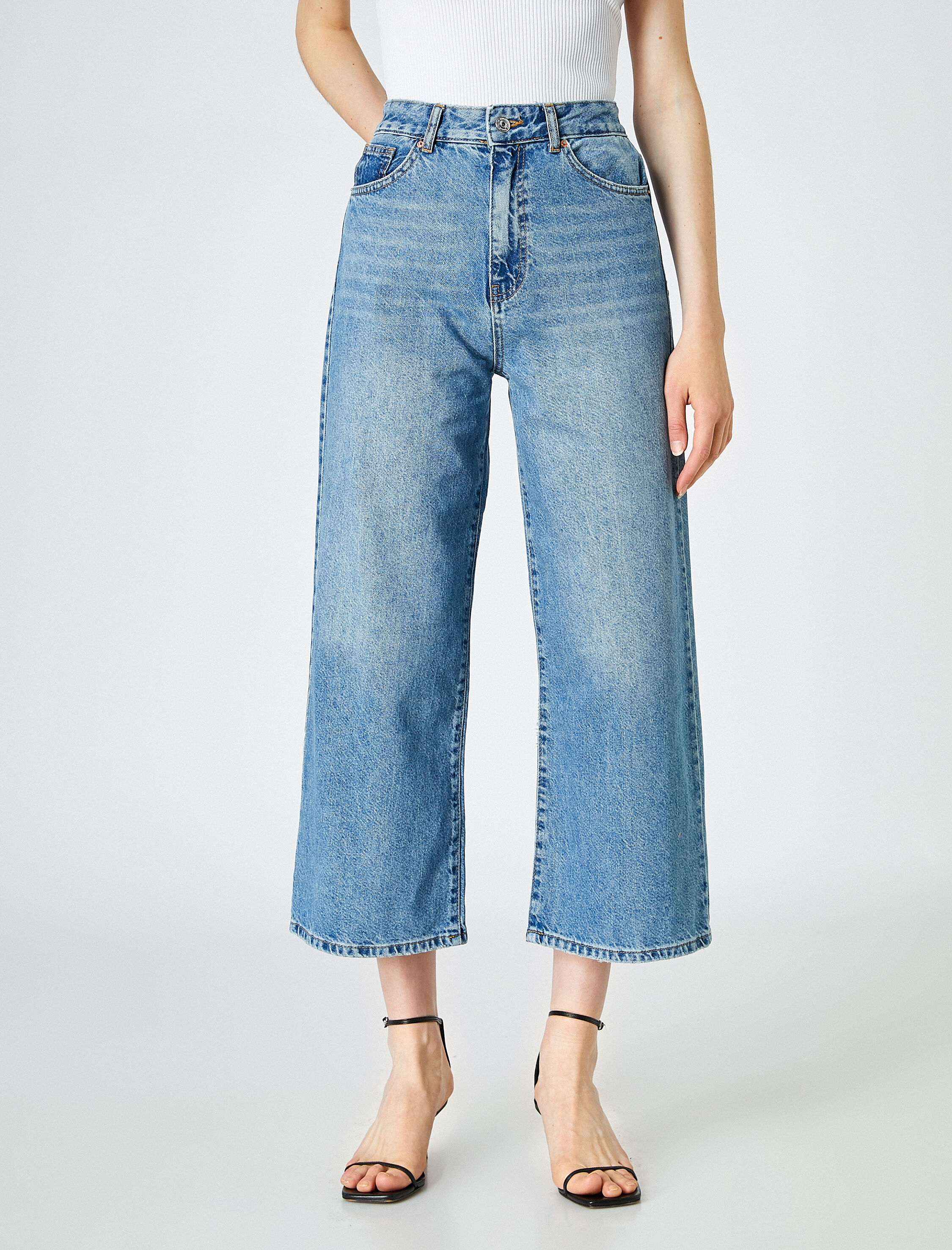 Yüksek Bel Geniş Paça Kot Pantolon - Bianca Jean