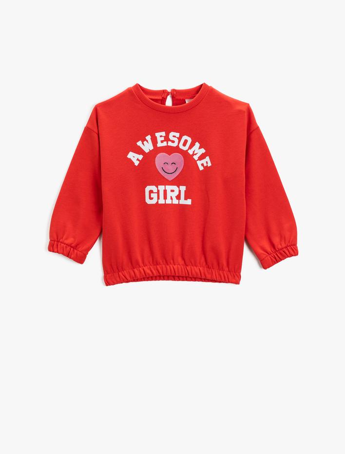 Kız Bebek Baskılı Sweatshirt Pamuklu