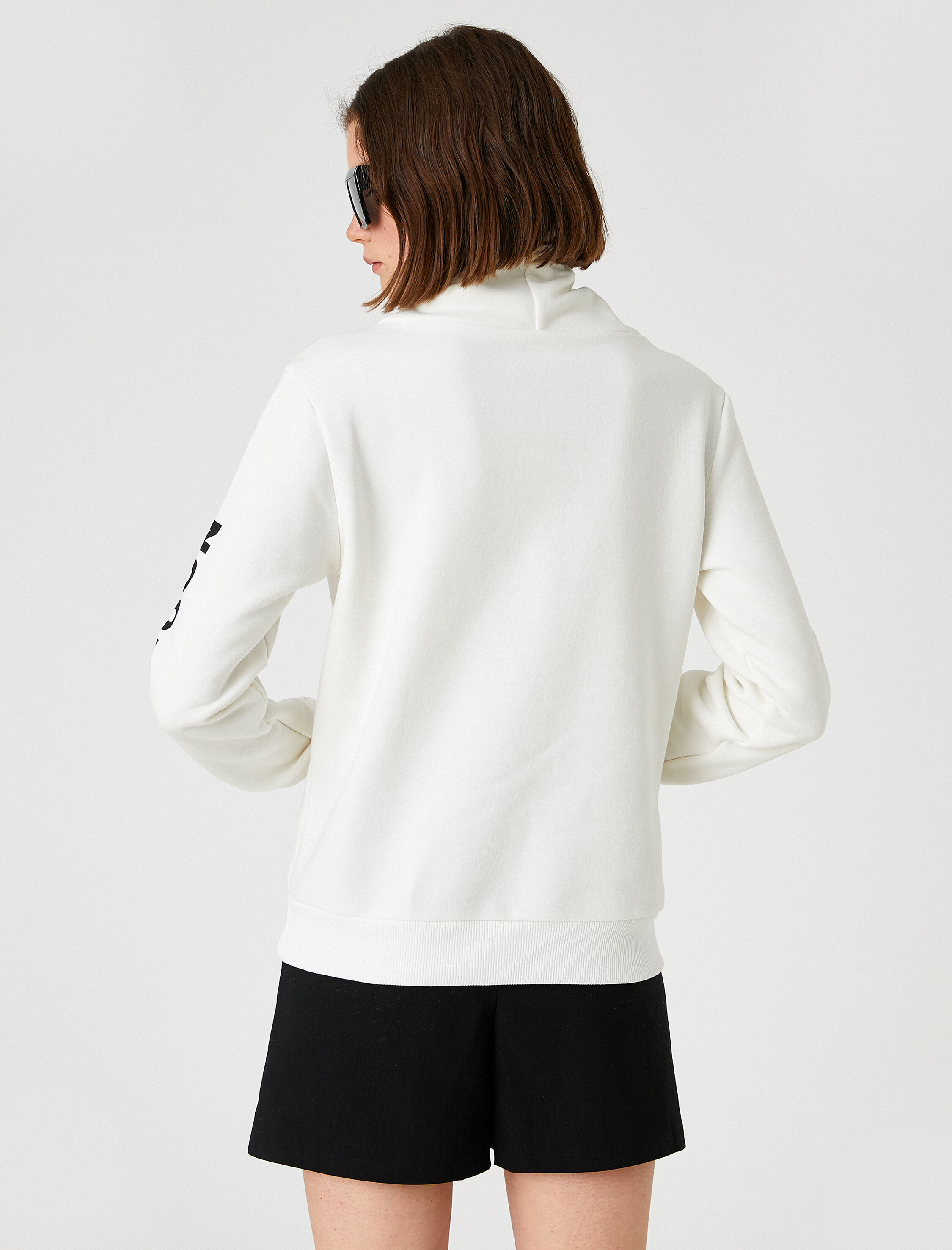   Baskılı Sweatshirt Yaka Detaylı İçi Polarlı