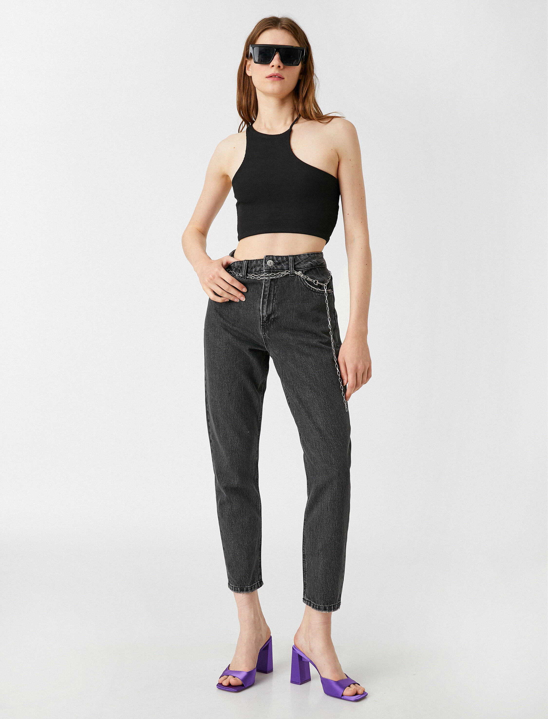   Rahat Kesim Dar Paça Kot Pantolon - Mom Jean