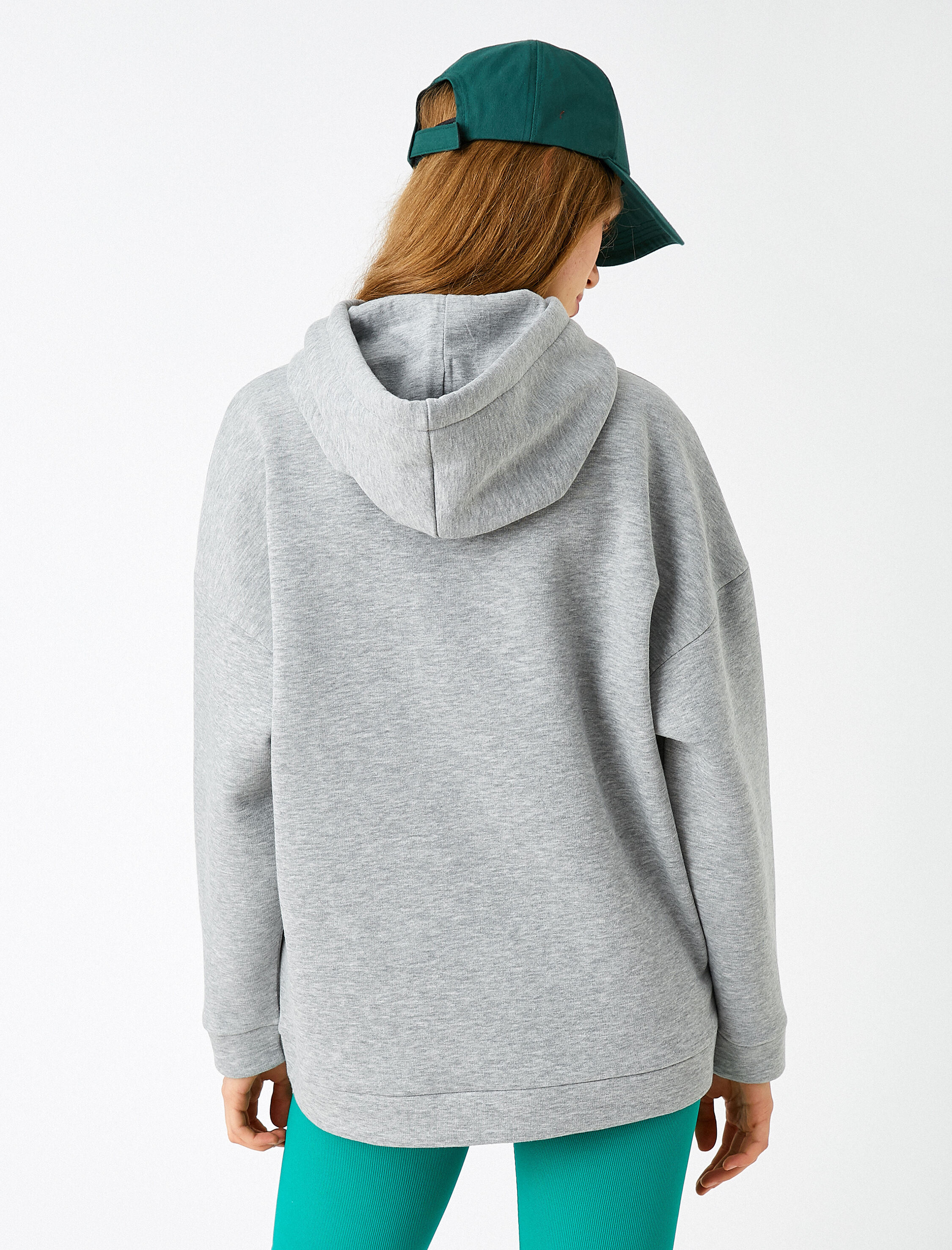   Oversize Basic Sweatshirt Kapüşonlu İçi Polarlı