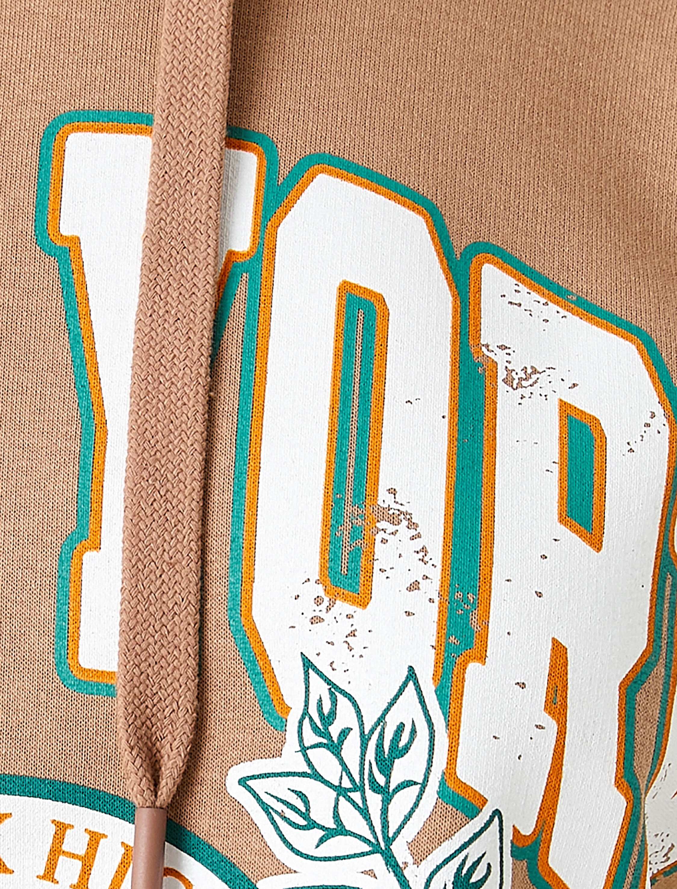   Baskılı Kapüşonlu Kolej Sweatshirt İçi Polarlı