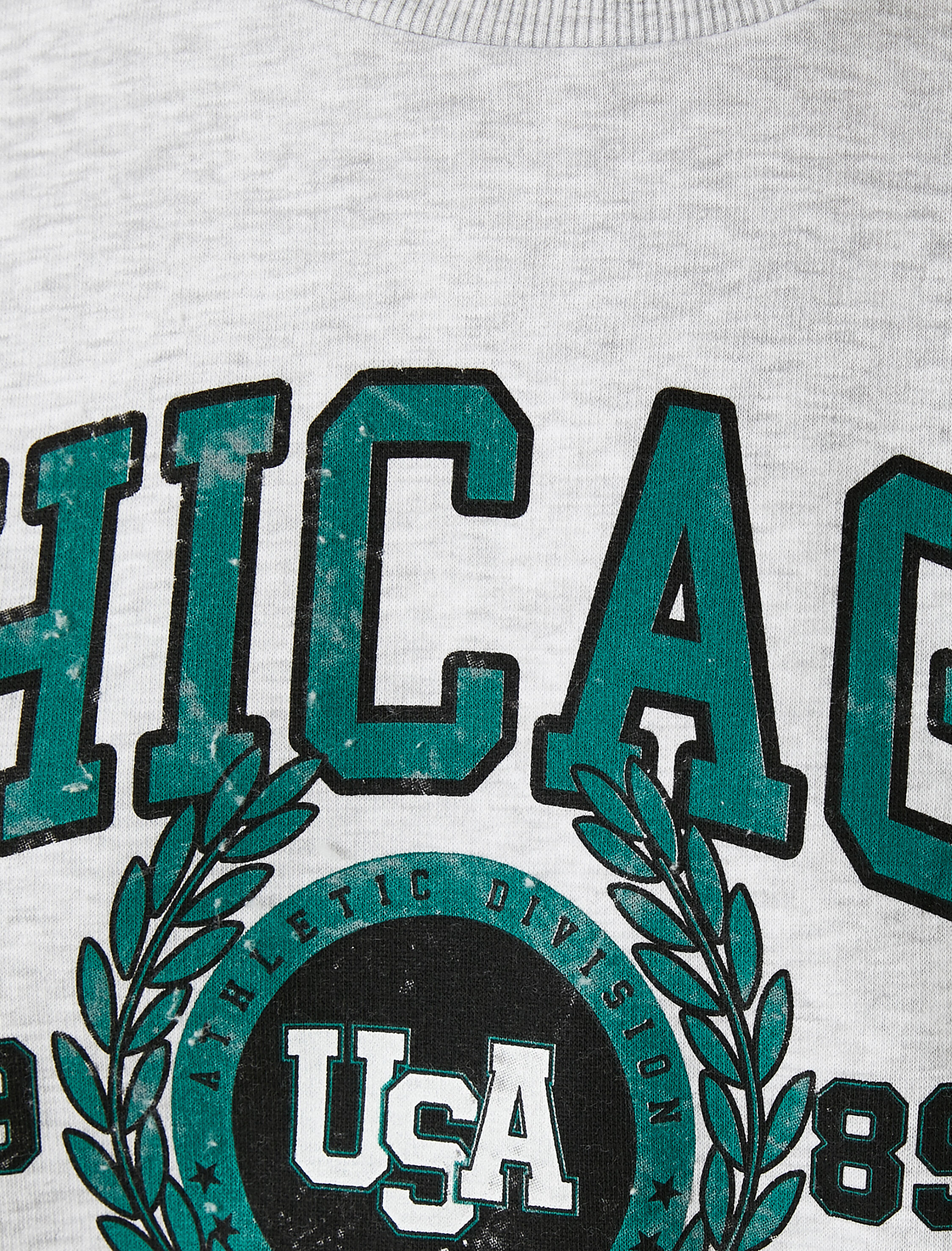 Oversize Kolej Sweatshirt Baskılı Bisiklet Yaka İçi Polarlı