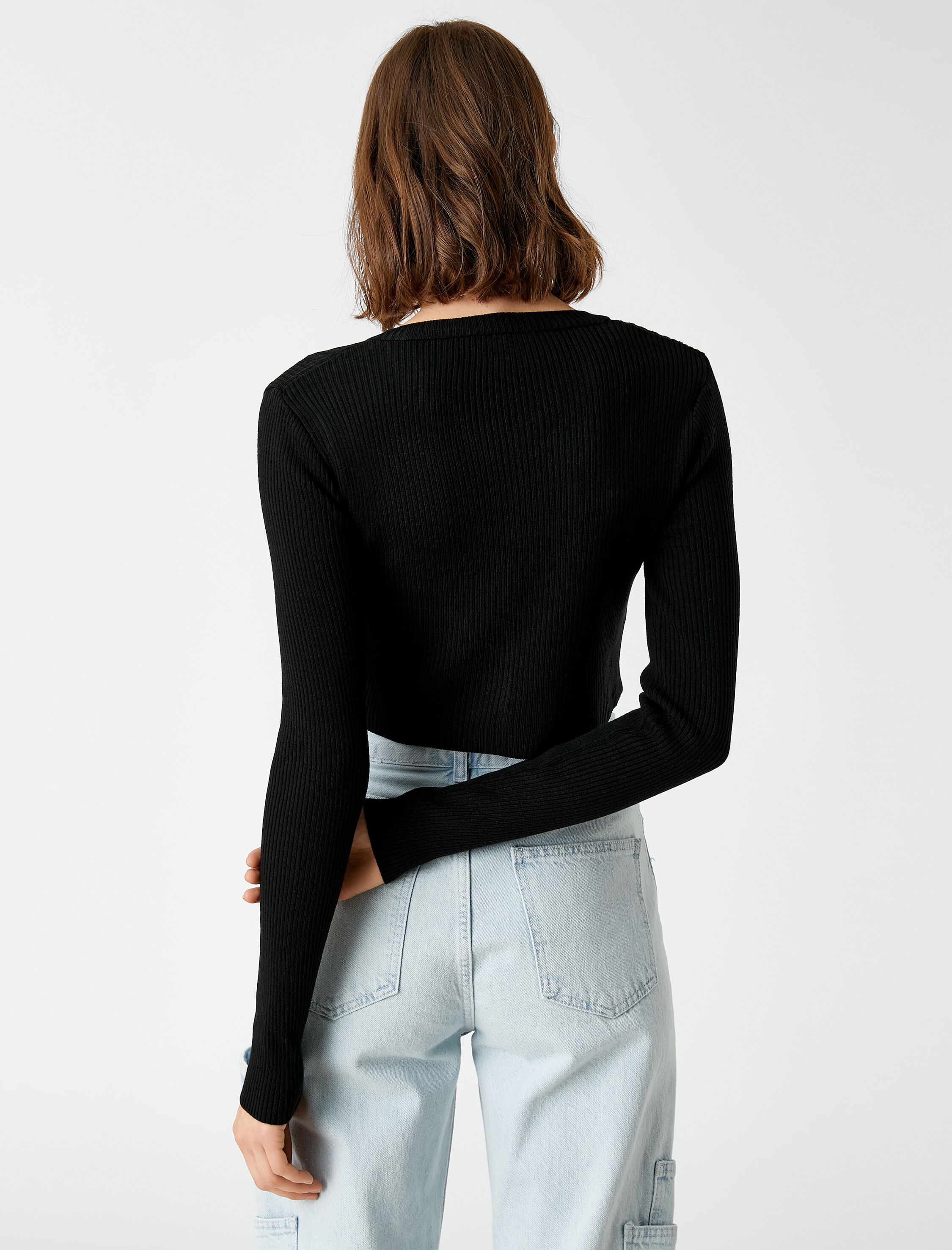   Crop Hırka Fermuarlı