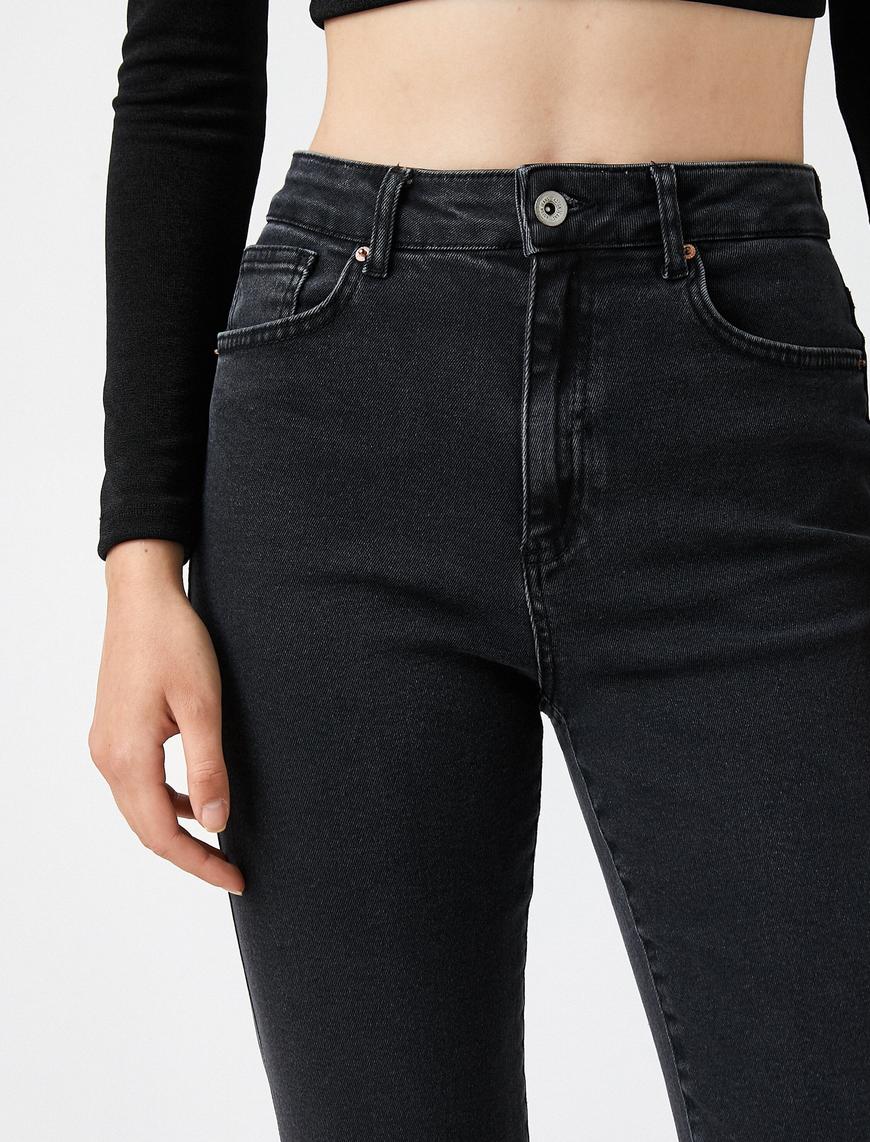   Dar Kesim Kot Pantolon Yüksek Bel - Slim Fit Jean