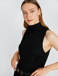 Balıkçı Yaka Atlet Örgü Detaylı