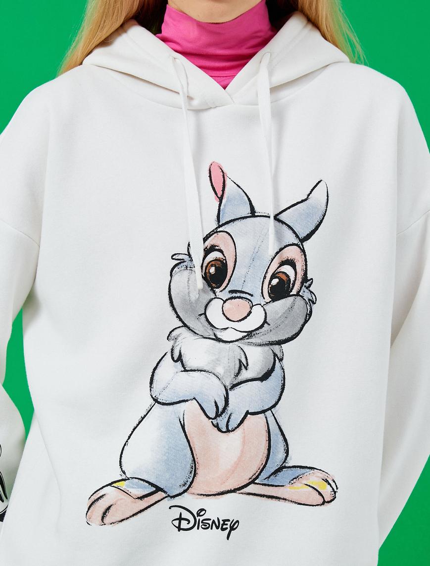   Oversize Baskılı Kapüşonlu Sweatshirt Disney Lisanslı İçi Polarlı