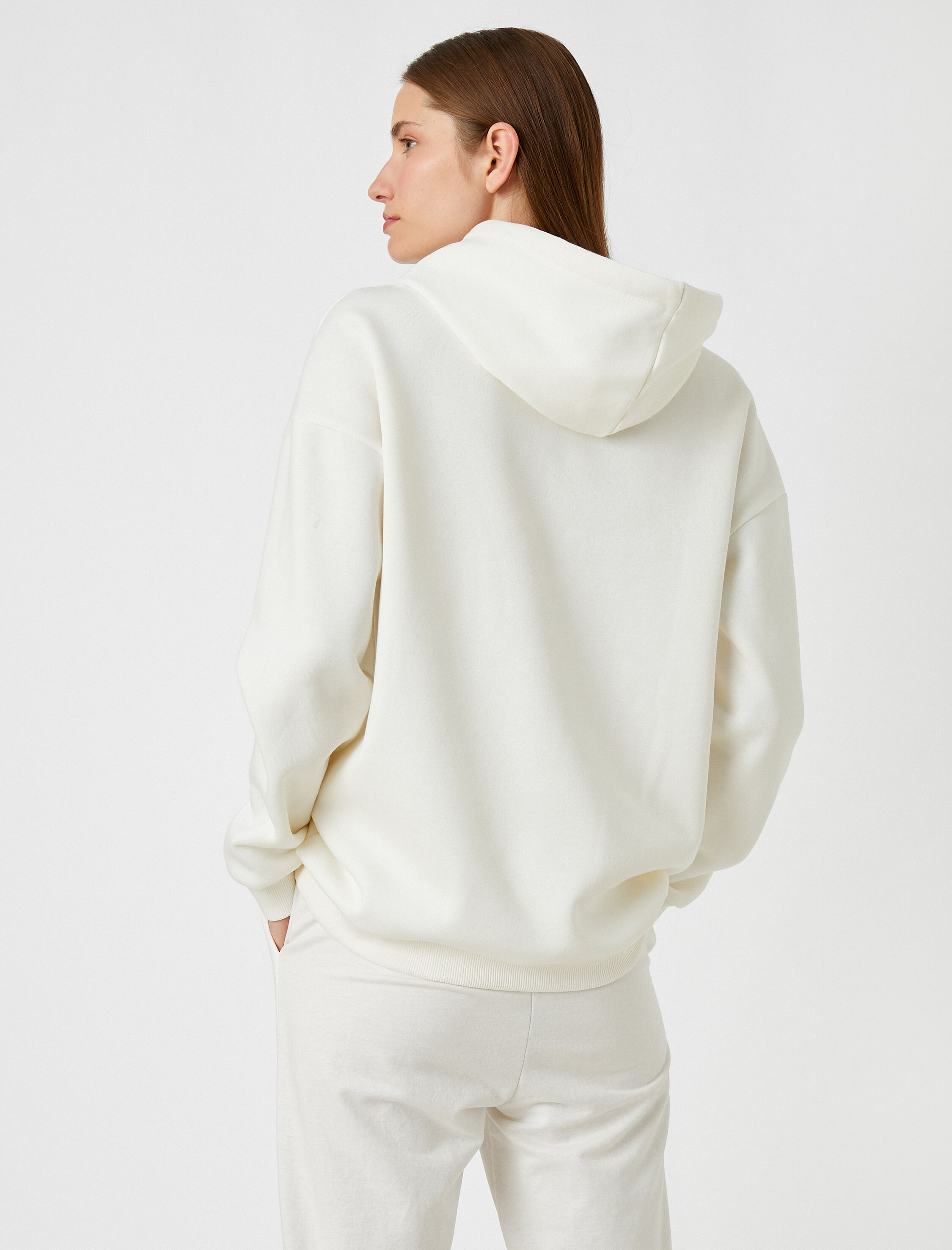   Kapüşonlu Baskılı Sweatshirt İçi Polarlı