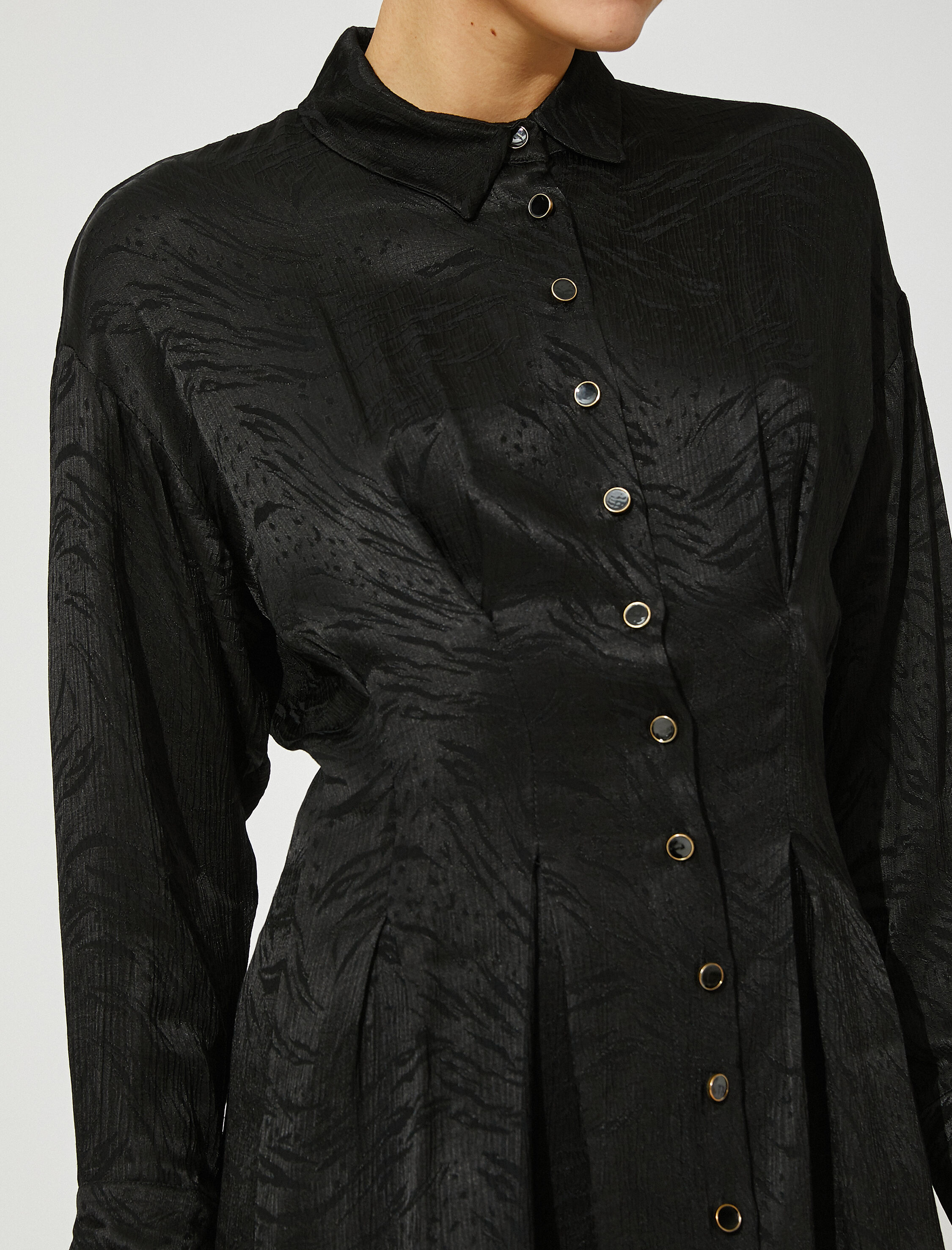   Gömlek Elbise Bel Detaylı