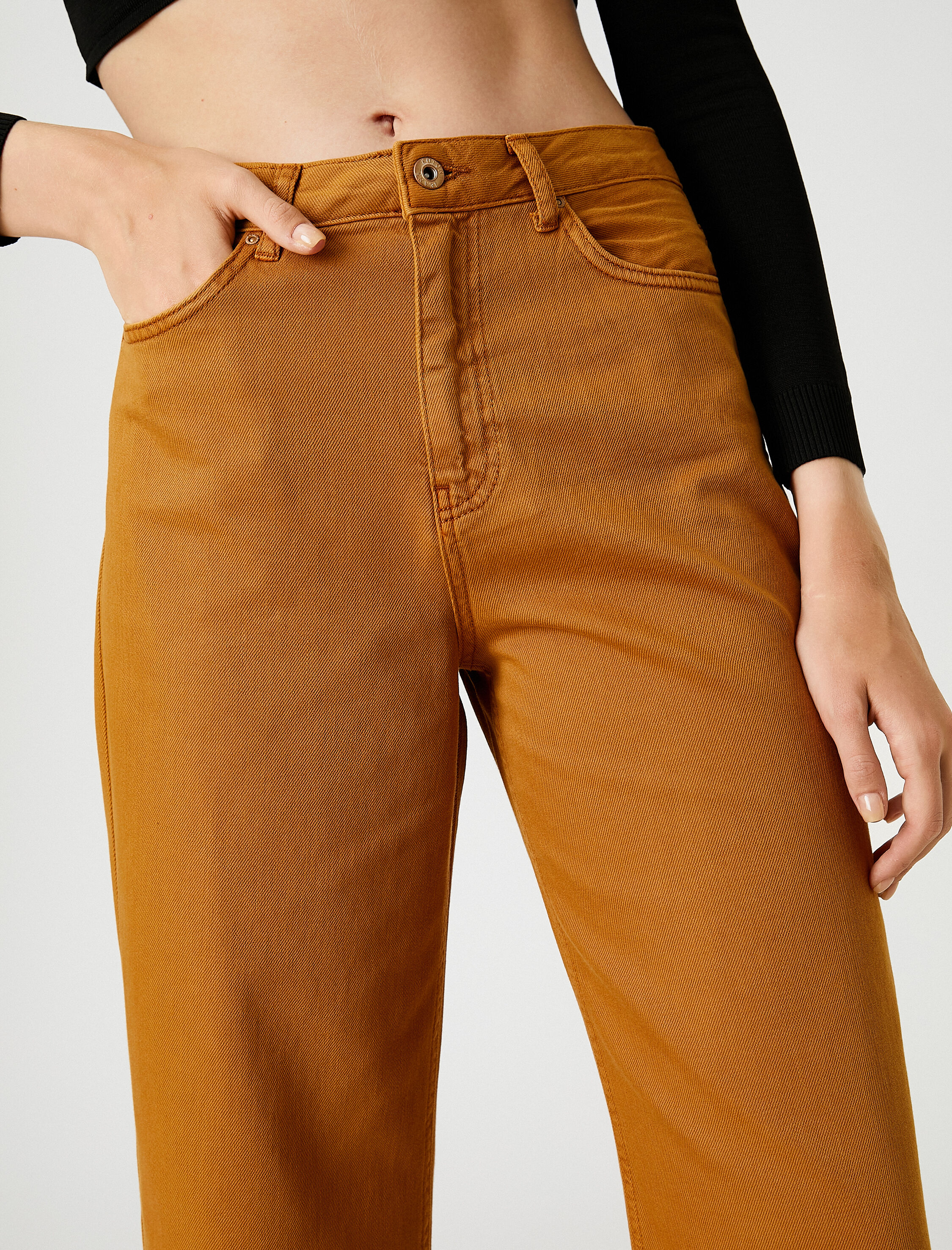   Kot Pantolon Geniş Paça Yüksek Bel Rahat Kesim Jean