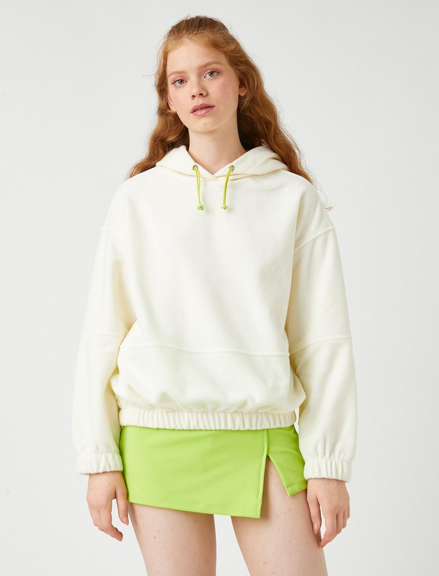  Polar Sweatshirt Kapüşonlu Beli Lastikli