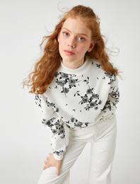 Oversize Bisiklet Yaka Sweatshirt Uzun Kollu İçi Polarlı