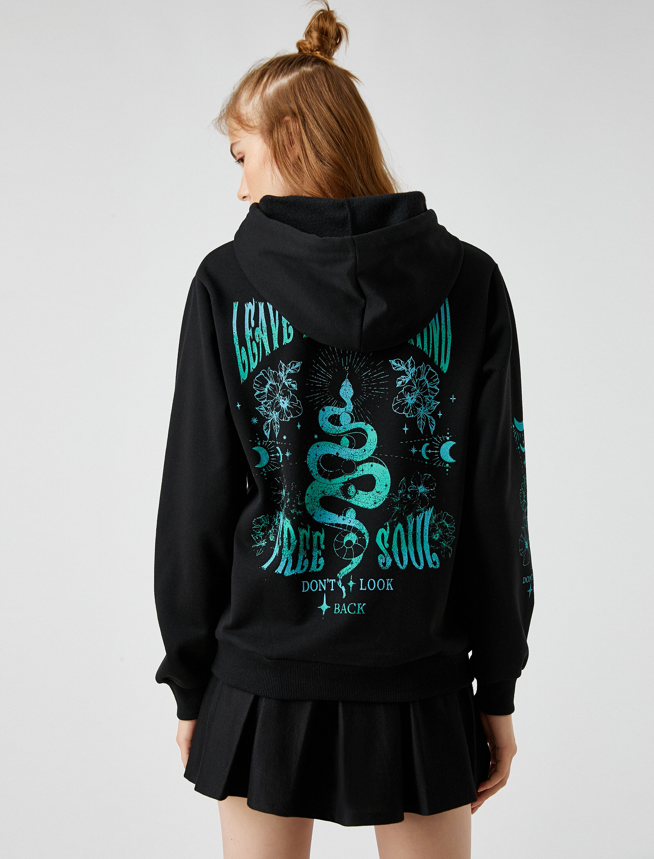   Baskılı Sweatshirt Kapüşonlu İçi Polarlı