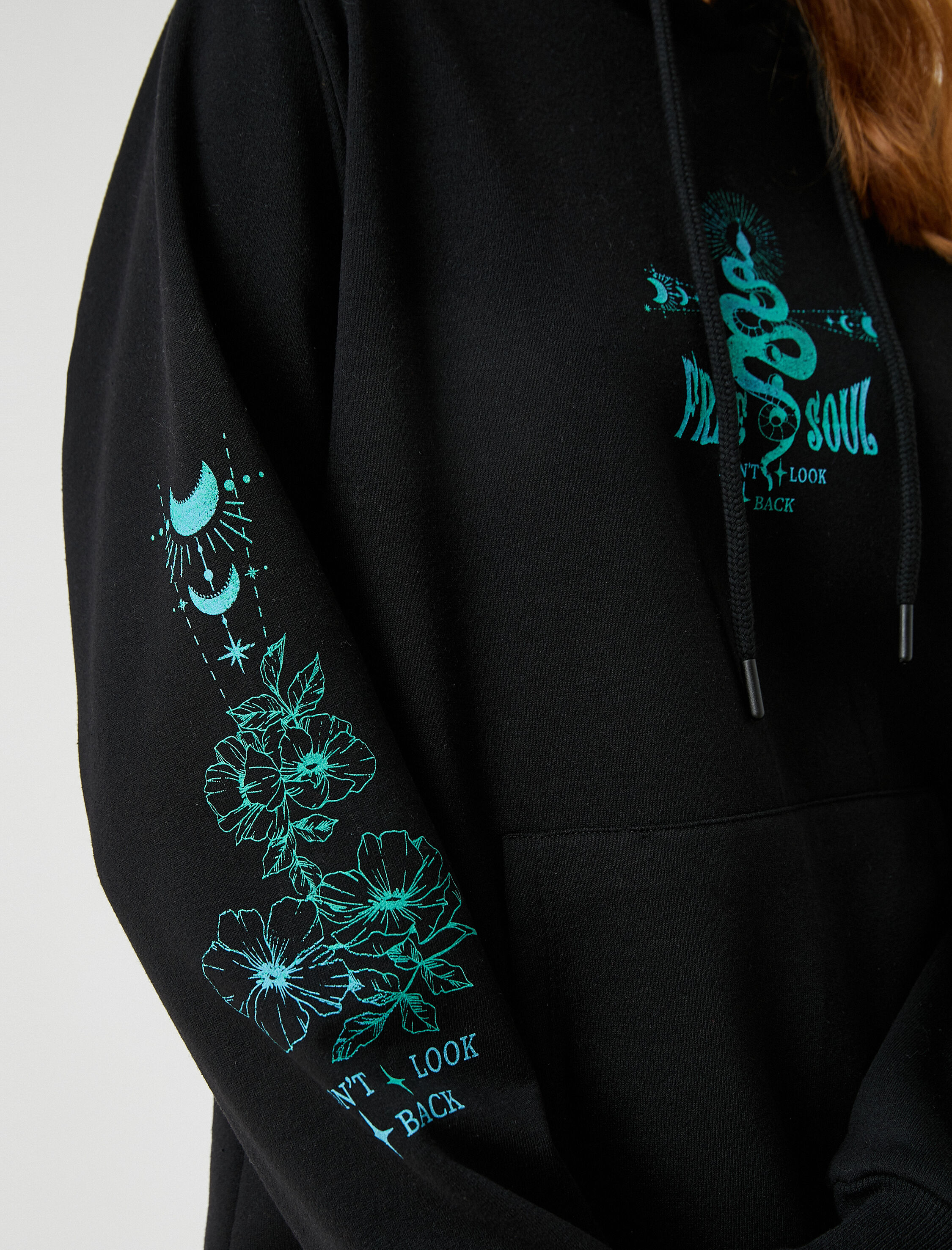   Baskılı Sweatshirt Kapüşonlu İçi Polarlı