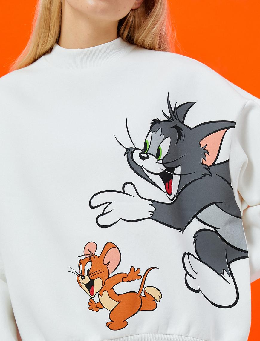   Tom ve Jerry Baskılı Sweatshirt Warner Bross Lisanslı İçi Polarlı