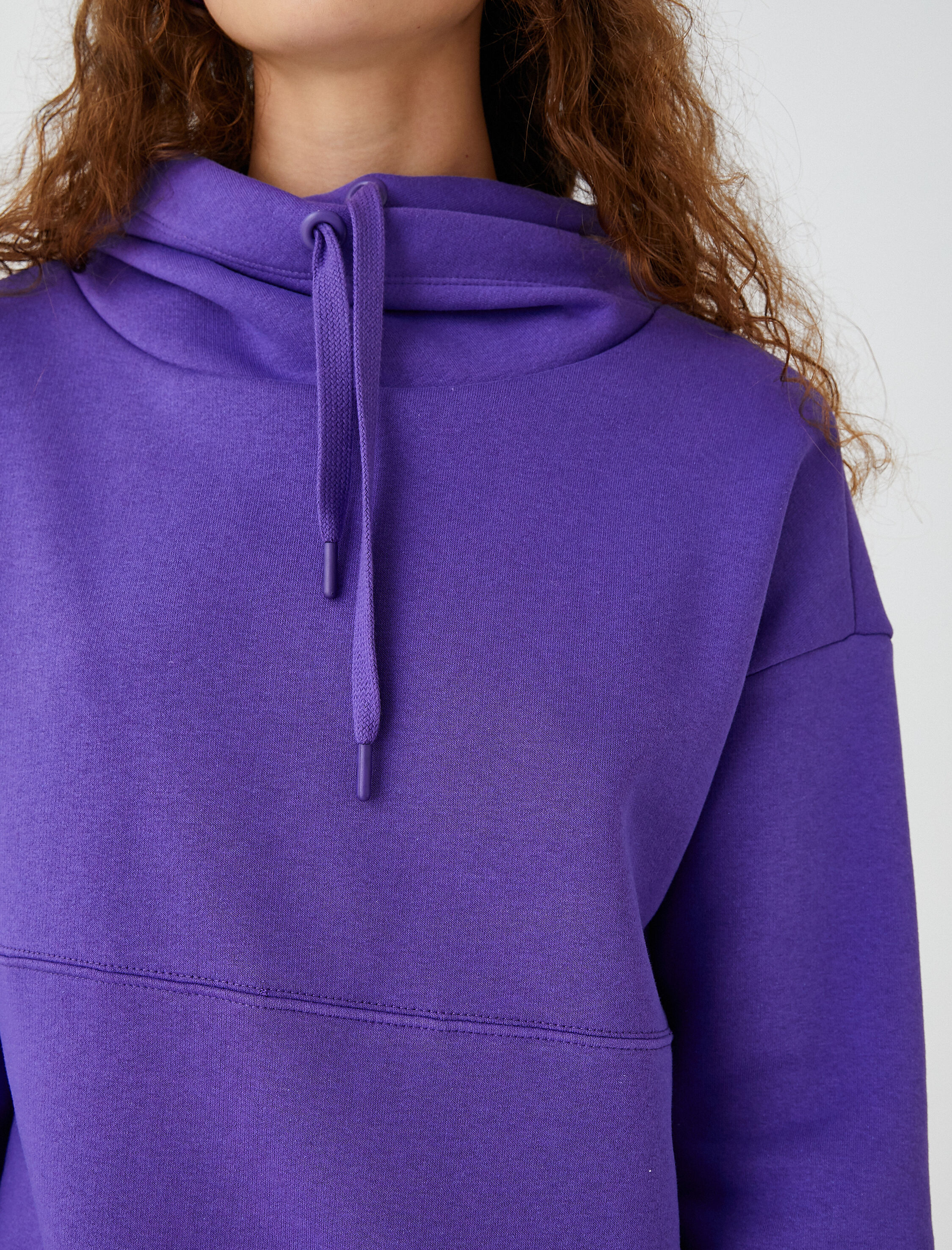   Oversize Kapüşonlu Basic Sweatshirt İçi Polarlı