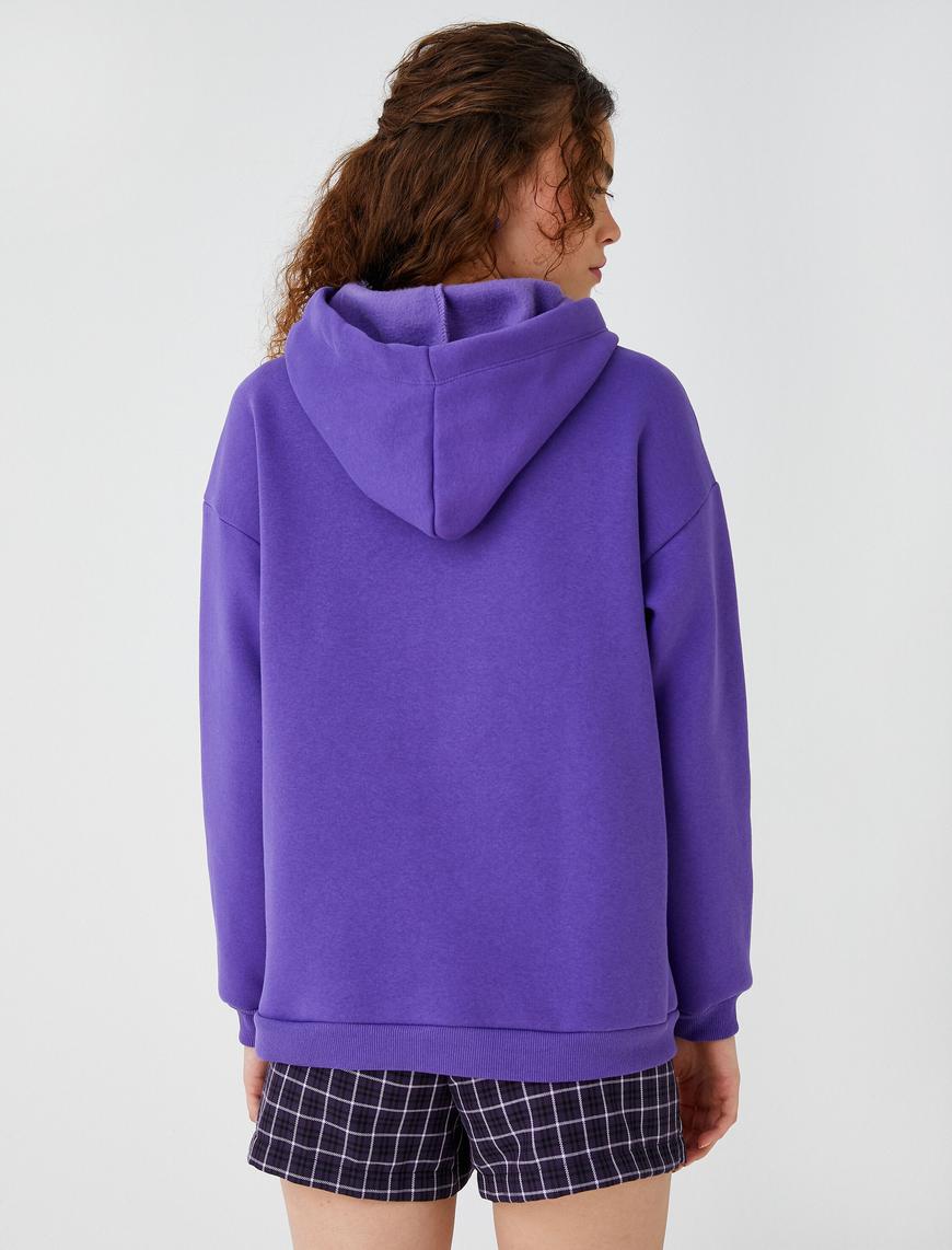   Oversize Kapüşonlu Basic Sweatshirt İçi Polarlı