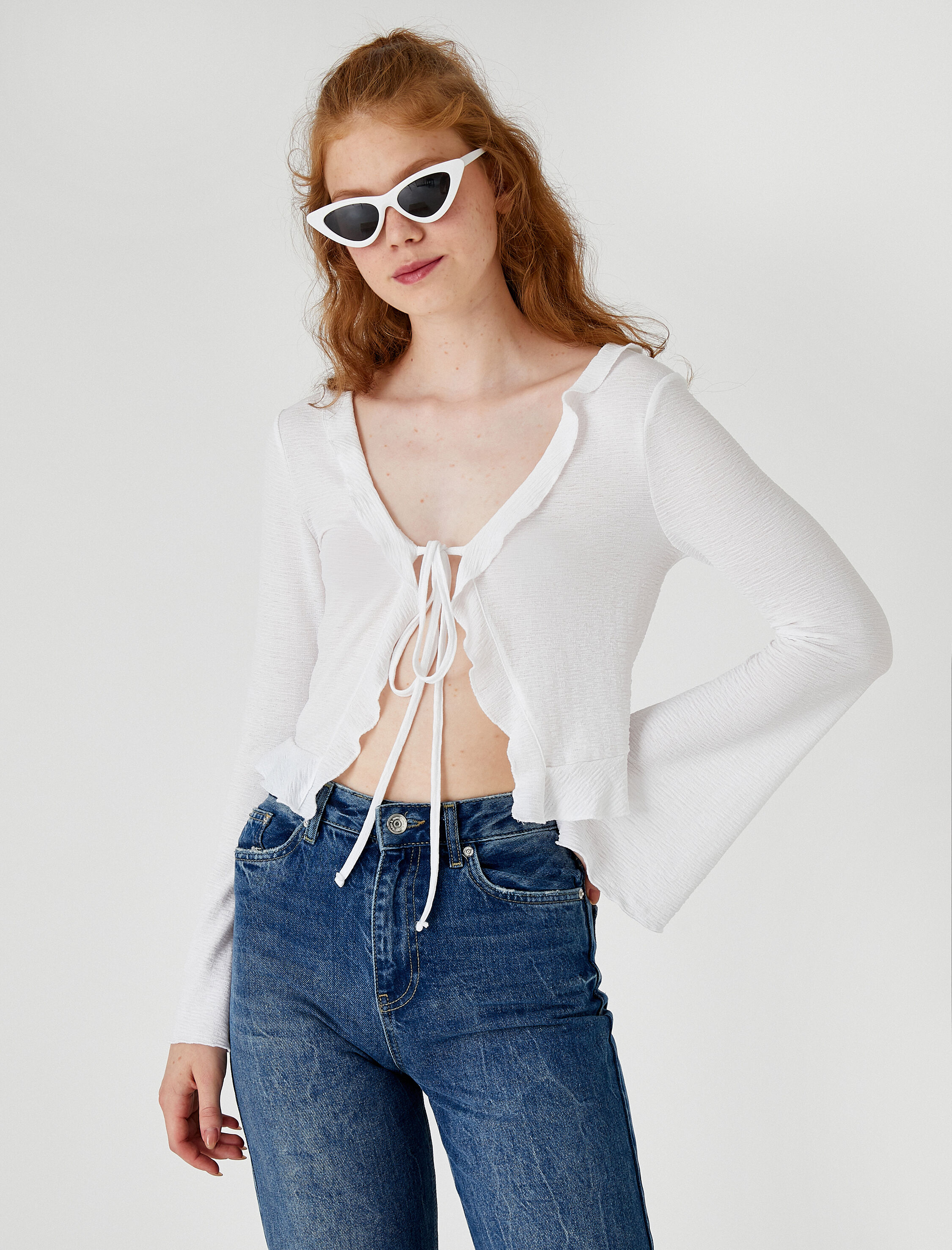   Fırfırlı Bağlama Detaylı Hırka