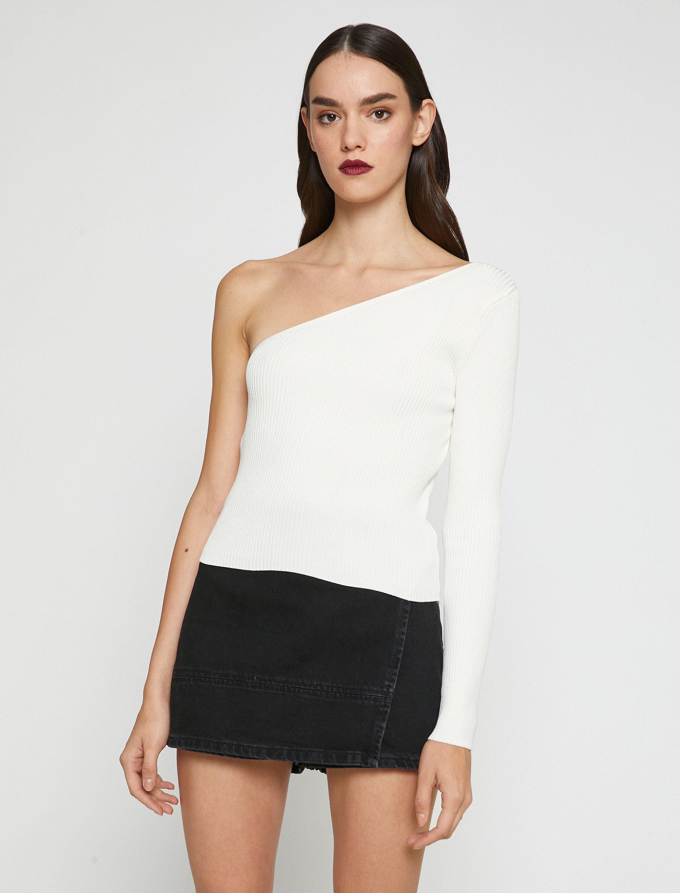 Tek Omuz Triko Kazak Ribanalı