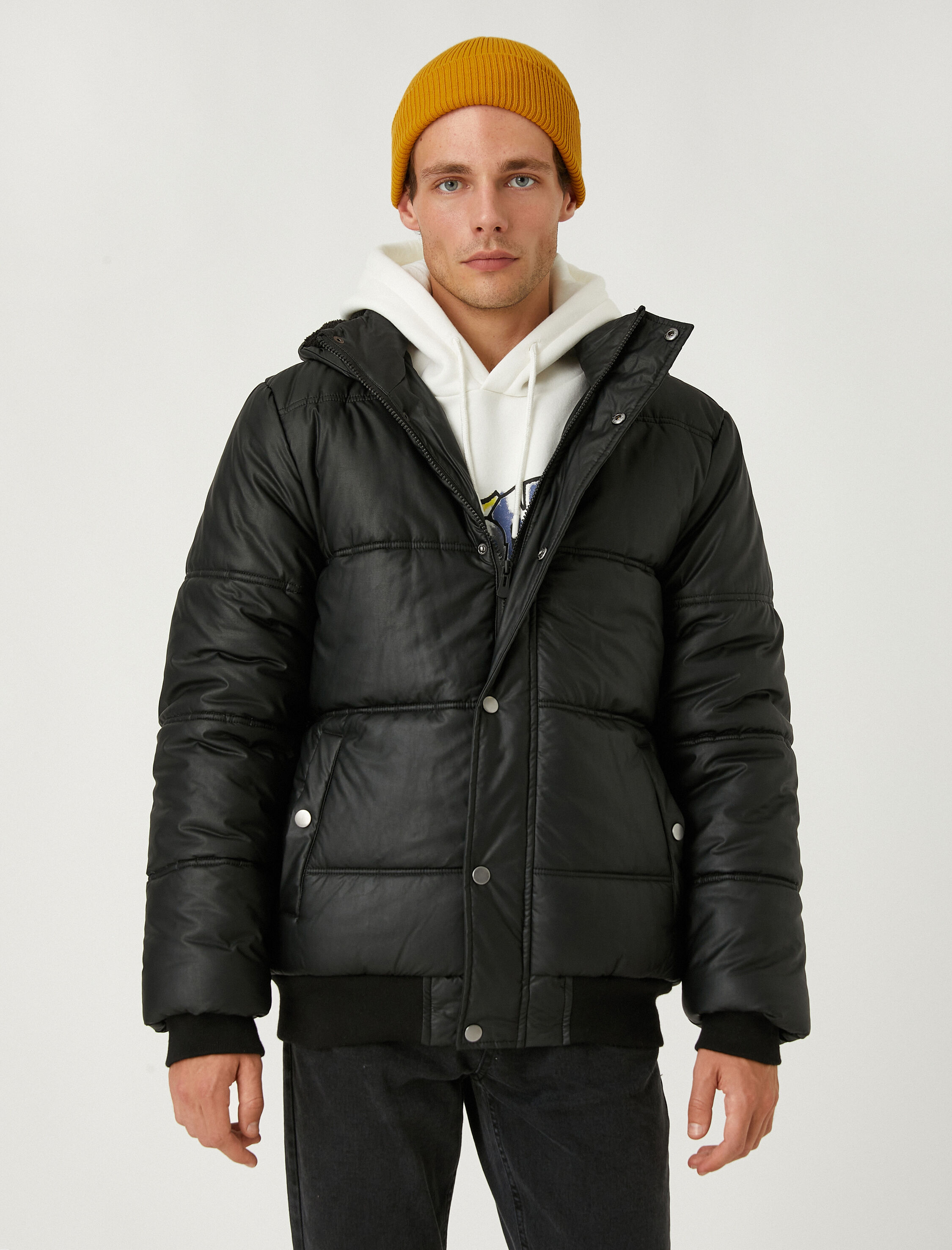   Kapşonlu Şişme Mont Su Geçirmez