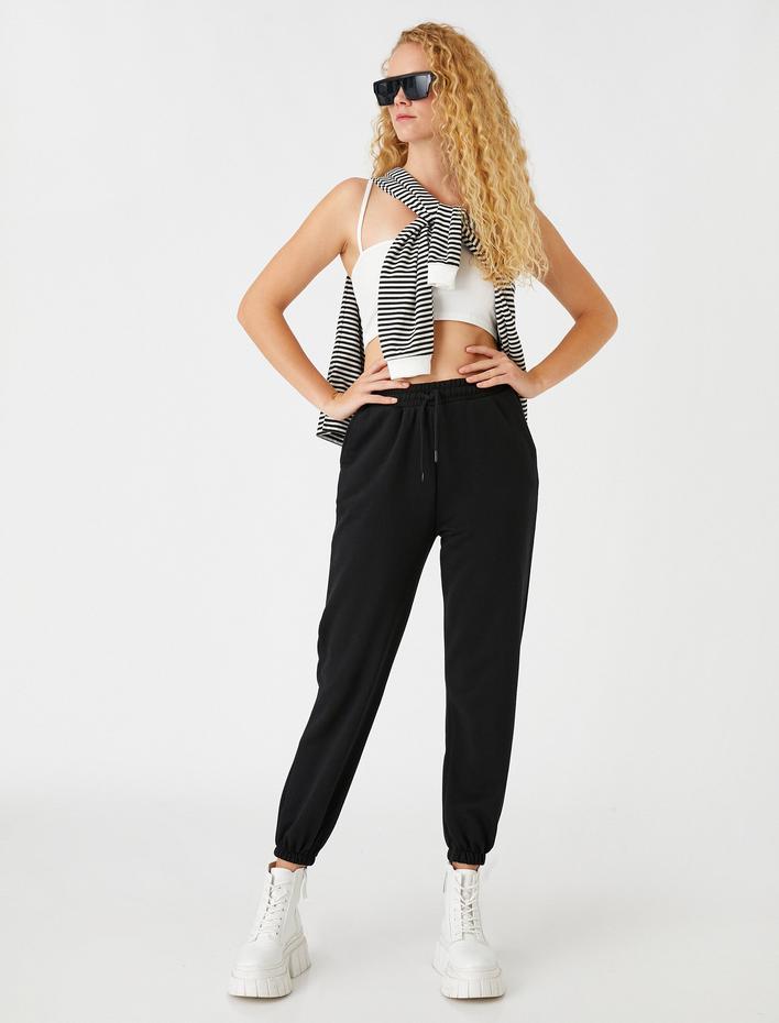  Jogger Kalın Dokulu Eşofman Altı Beli Bağlamalı