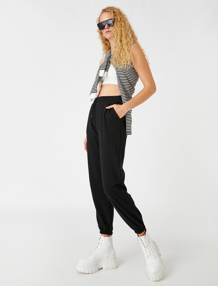  Jogger Kalın Dokulu Eşofman Altı Beli Bağlamalı