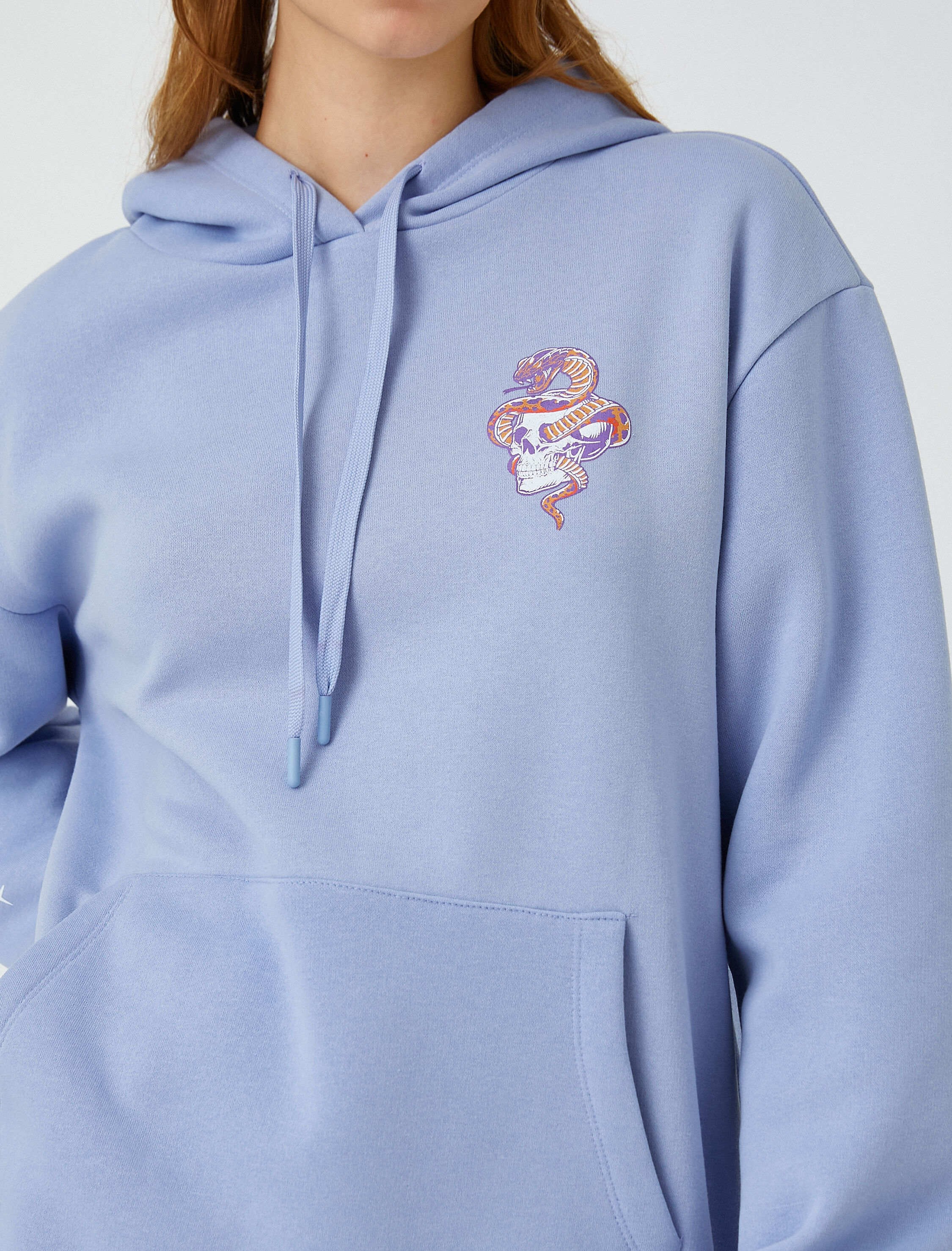   Sırt Baskılı Sweatshirt Oversize İçi Polarlı