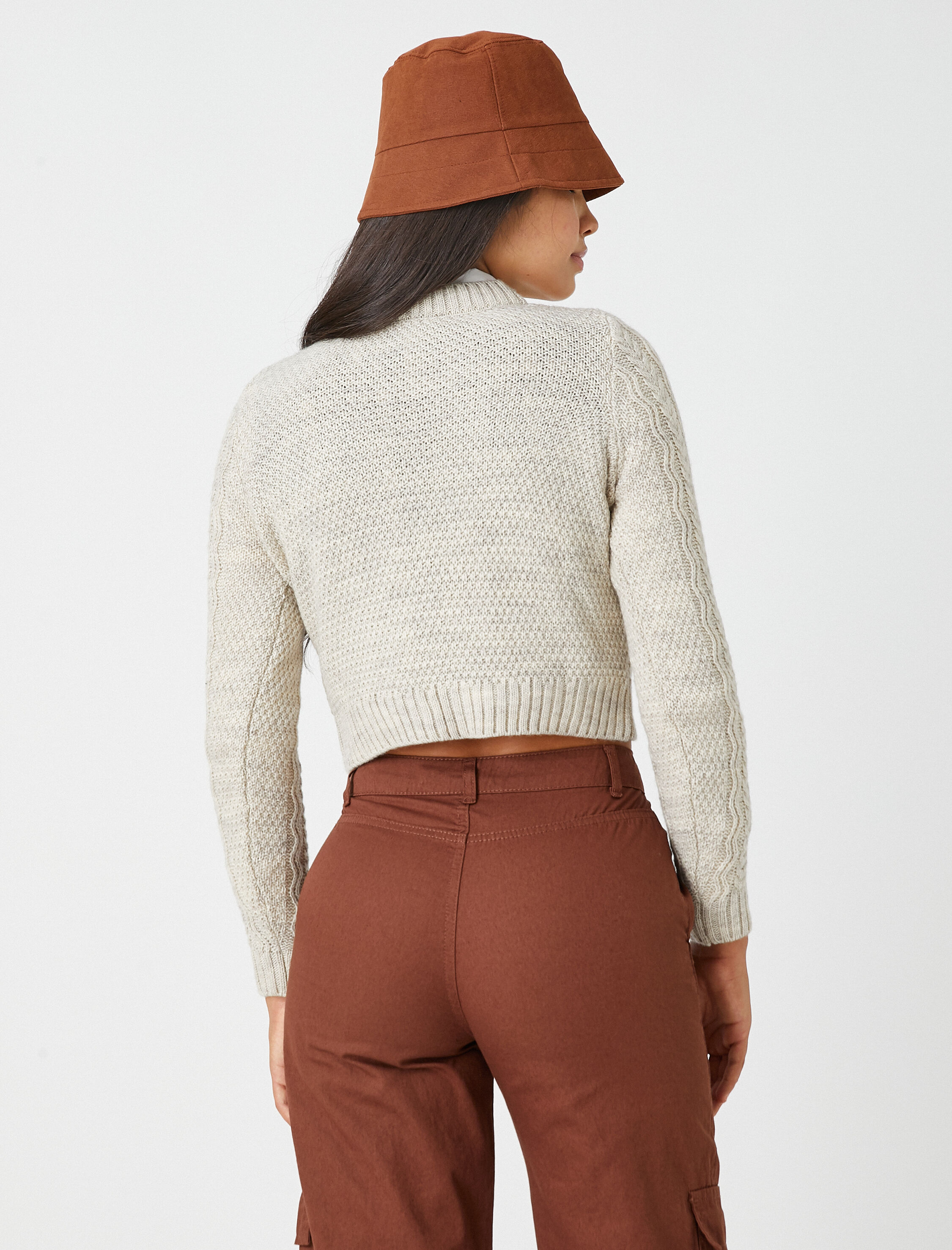 Crop Triko Kazak Örgü Desenli