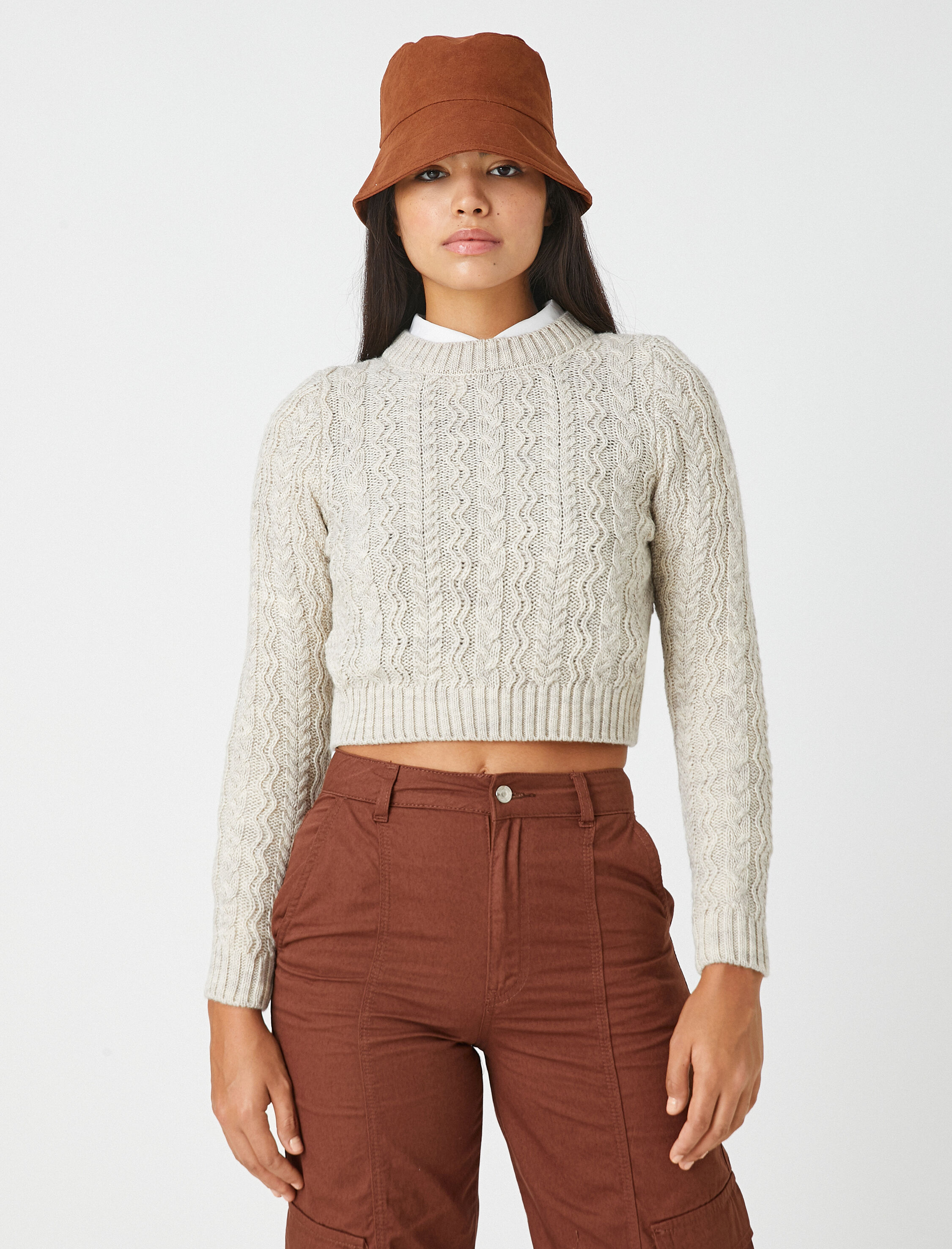 Crop Triko Kazak Örgü Desenli