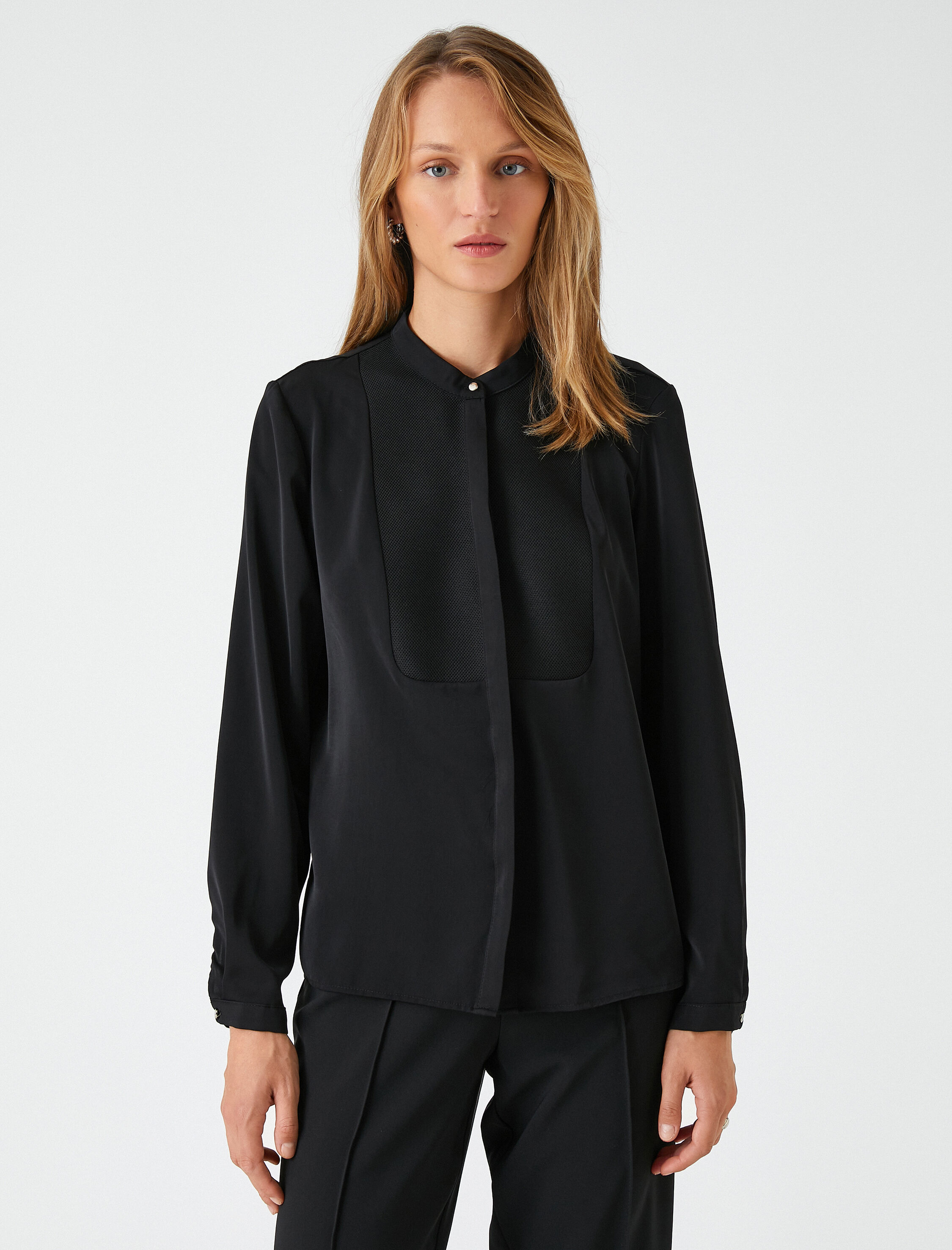   Yaka Detaylı Gömlek Gizli Düğmeli