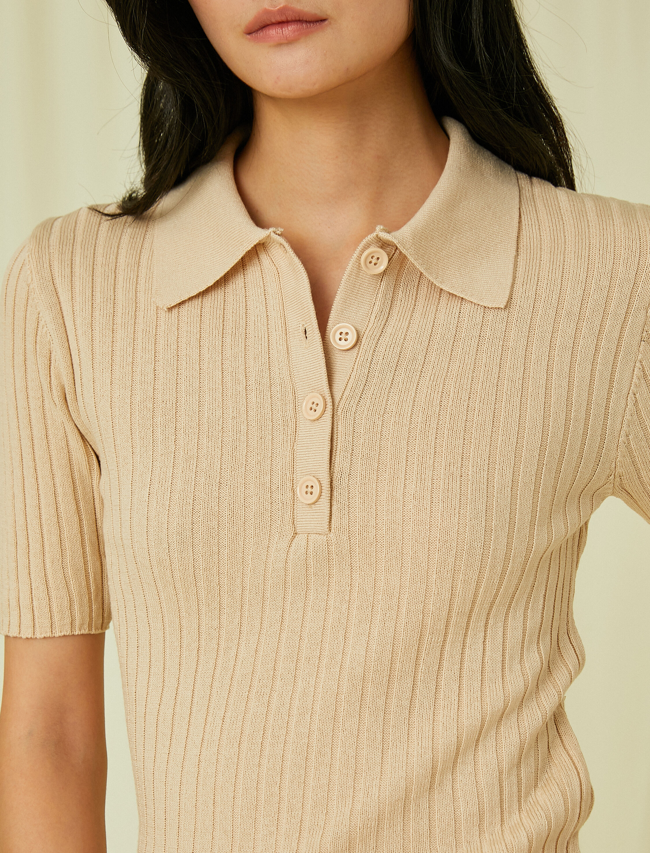   Polo Yaka Triko Kazak Kısa Kollu Kaşmir Dokulu