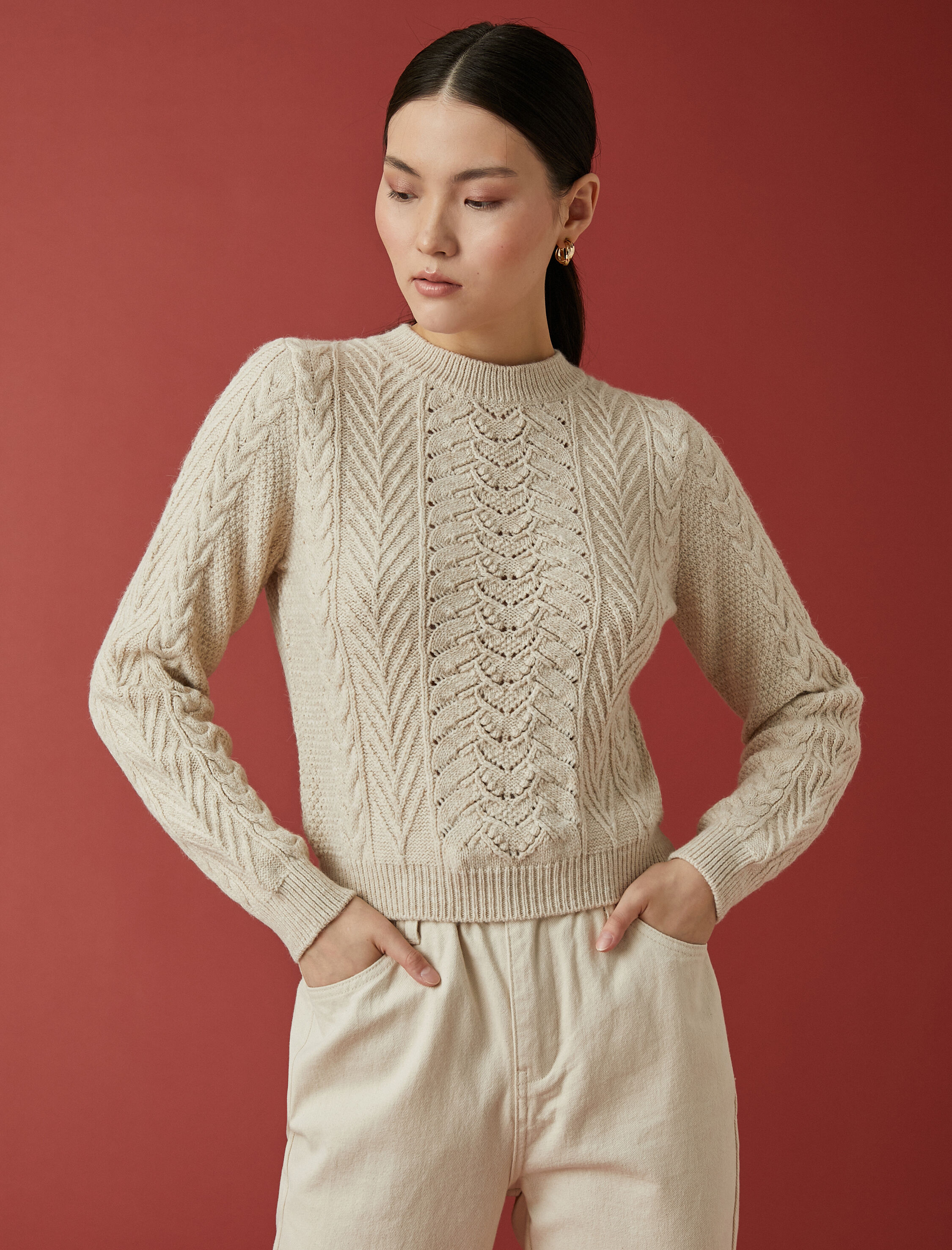   Örgü Detaylı Kazak